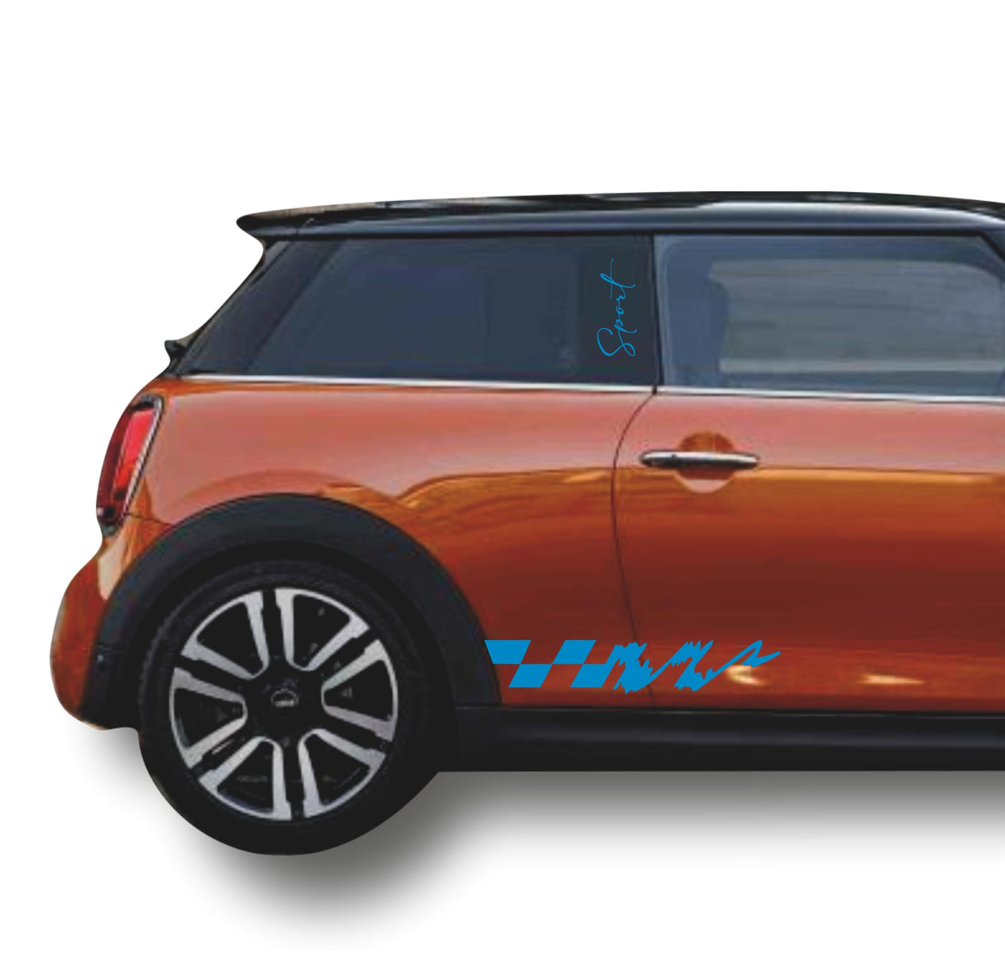 DualColorStampe Adesivi compatibili con MINI Cooper S One JCW R50 R52 R53 R56 R57 F55 F56 F57 per minigonne laterali (4 pezzi) Strisce laterali decalcomania a scacchi 0372