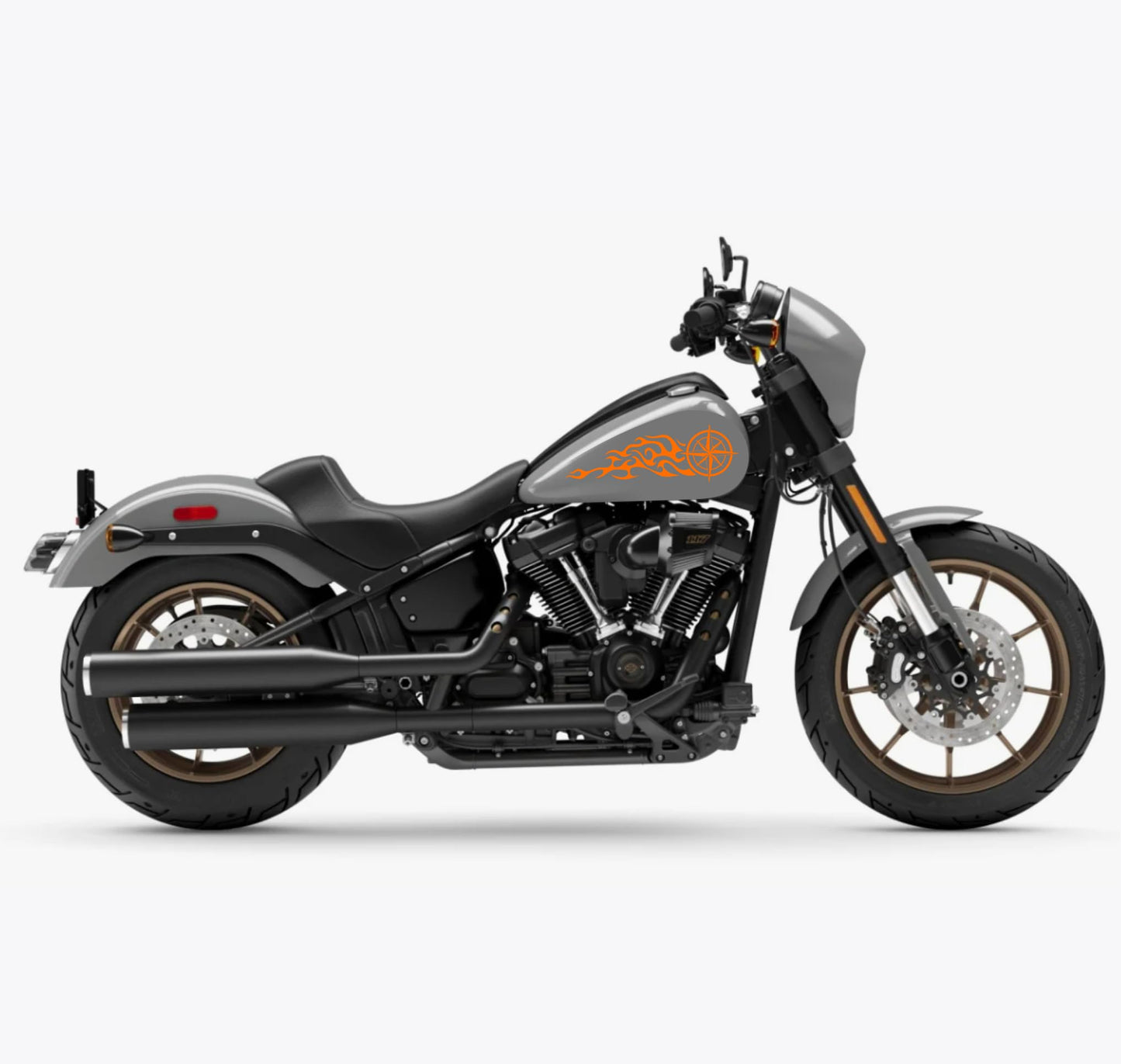 DualColorStampe® Adesivi Compatibili con Harley-Davidson bussola rosa dei venti tribale fiamma serbatoio Set 2 stickers Moto Motorbike COD. M0354