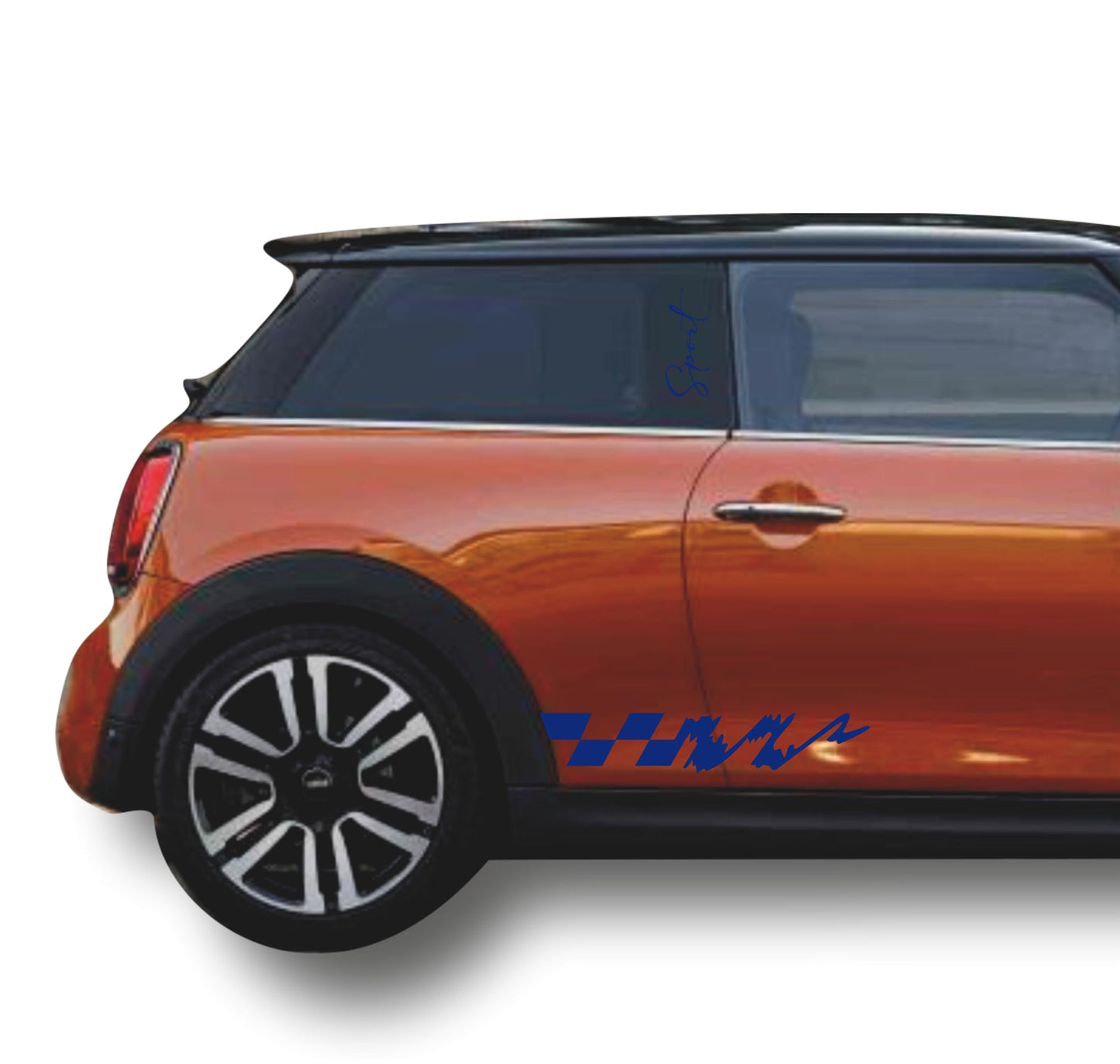 DualColorStampe Adesivi compatibili con MINI Cooper S One JCW R50 R52 R53 R56 R57 F55 F56 F57 per minigonne laterali (4 pezzi) Strisce laterali decalcomania a scacchi 0372