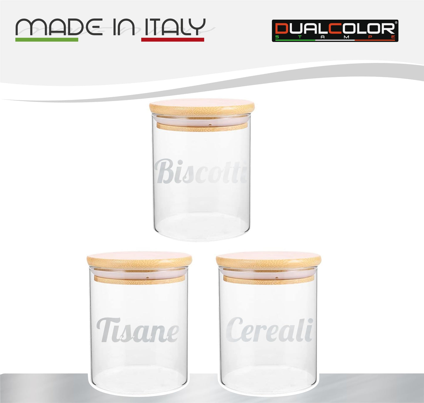 DualColorStampe Adesivi per barattoli cucina, per biscotti tisane e cereali per dispensa, stickers eleganti, in materiale Impermeabile e lavabile - I0151
