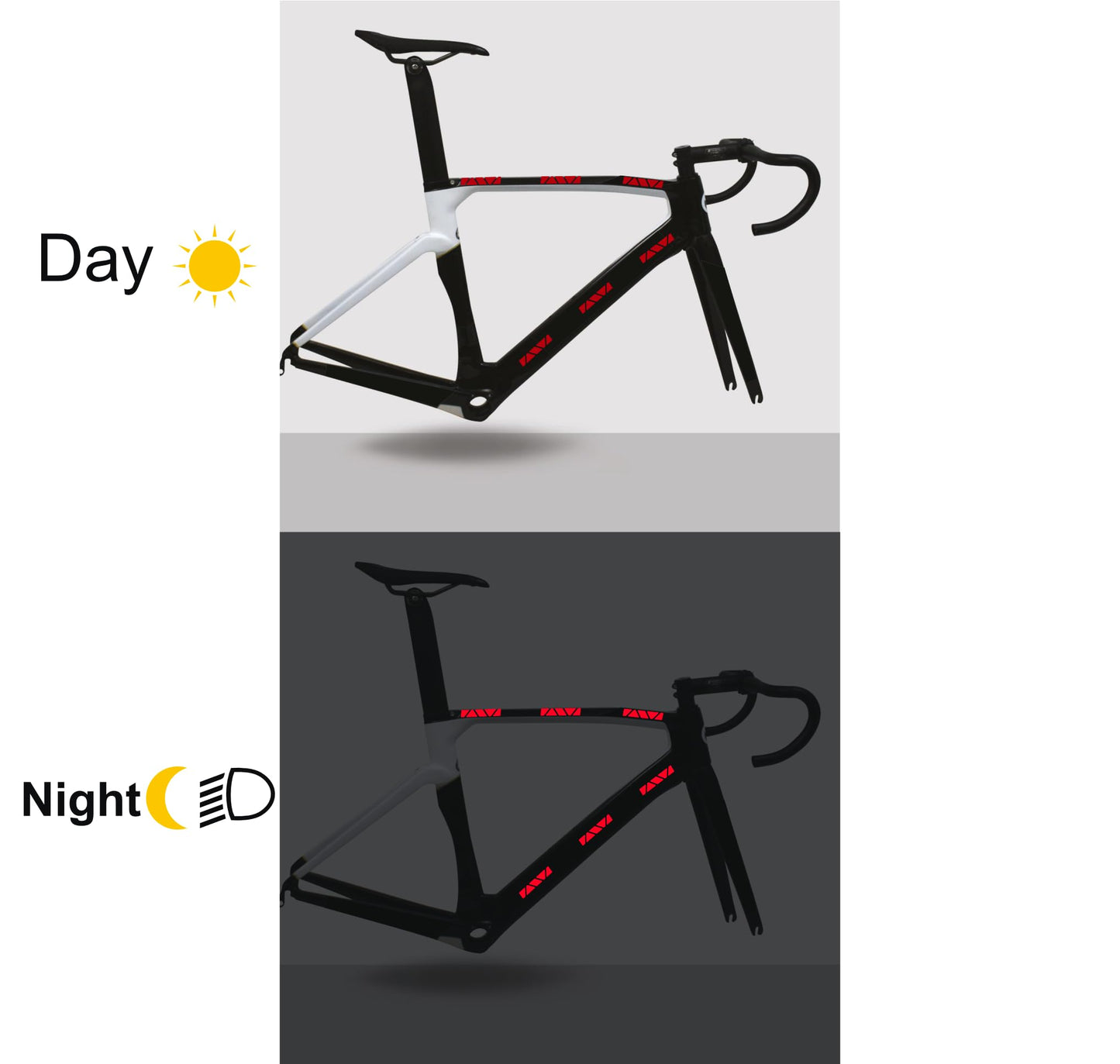 DualColorStampe Kit Adesivi rifrangenti/Riflettenti, Set Sicurezza e visibilità di Notte, Adesivo Universale per Bicicletta/Passeggino/Casco/Moto/Motorino B0149
