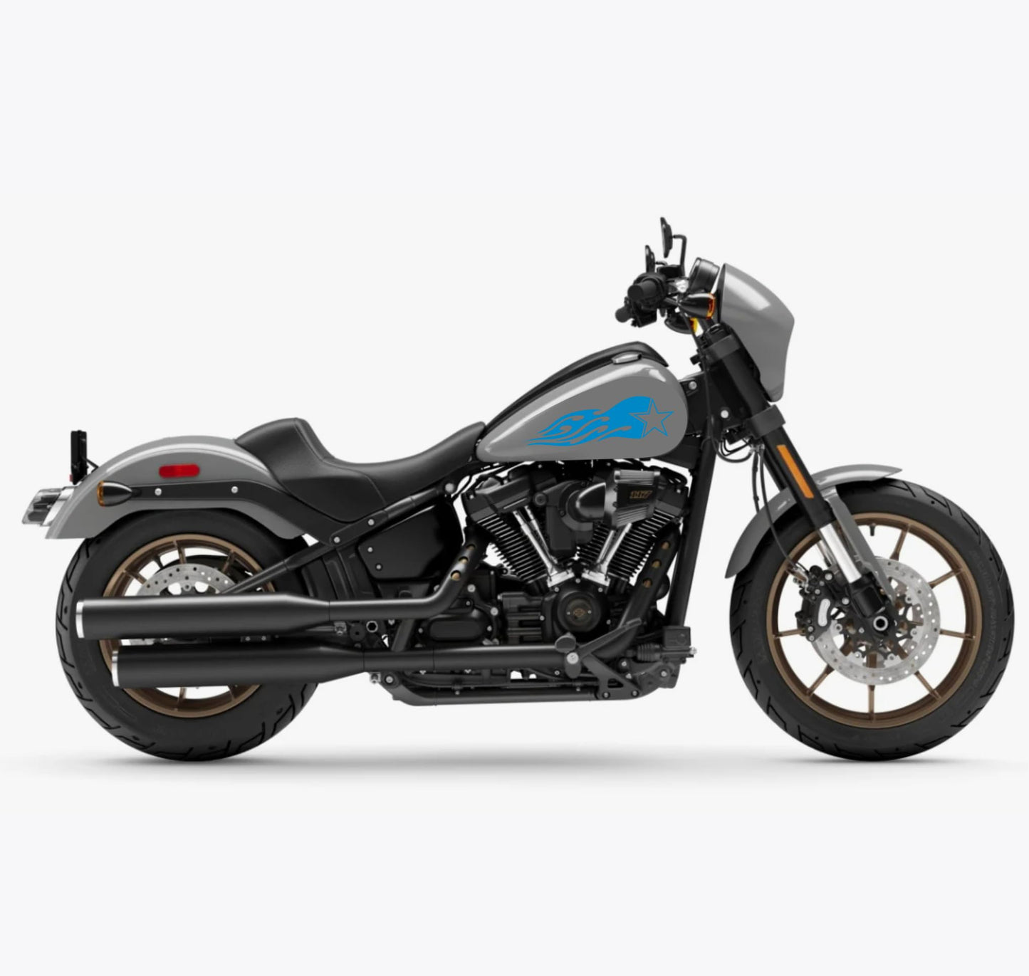 DualColorStampe® Adesivi Compatibili con Harley-Davidson fiamma tribale stella militare serbatoio Set 2 stickers Moto Motorbike COD. M0353