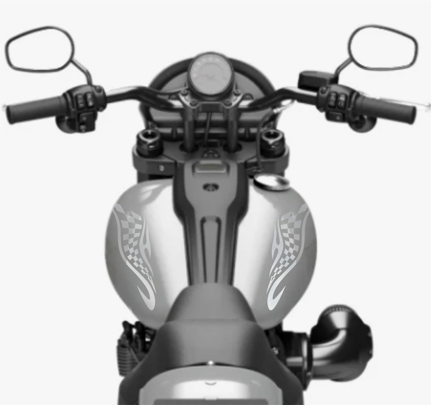 DualColorStampe® Adesivi Compatibili con Harley-Davidson Tribale Scacchiera serbatoio DX-SX stickers Moto Motorbike COD. M0349