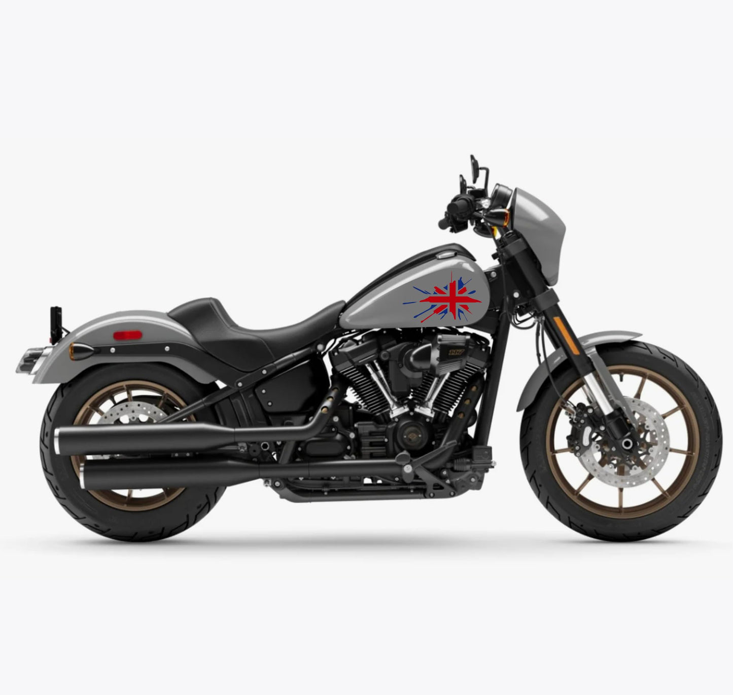 DualColorStampe® Adesivi Compatibili con Harley-Davidson bandiera londinese LONDON skull serbatoio Set 2 stickers Moto Motorbike COD. M0359