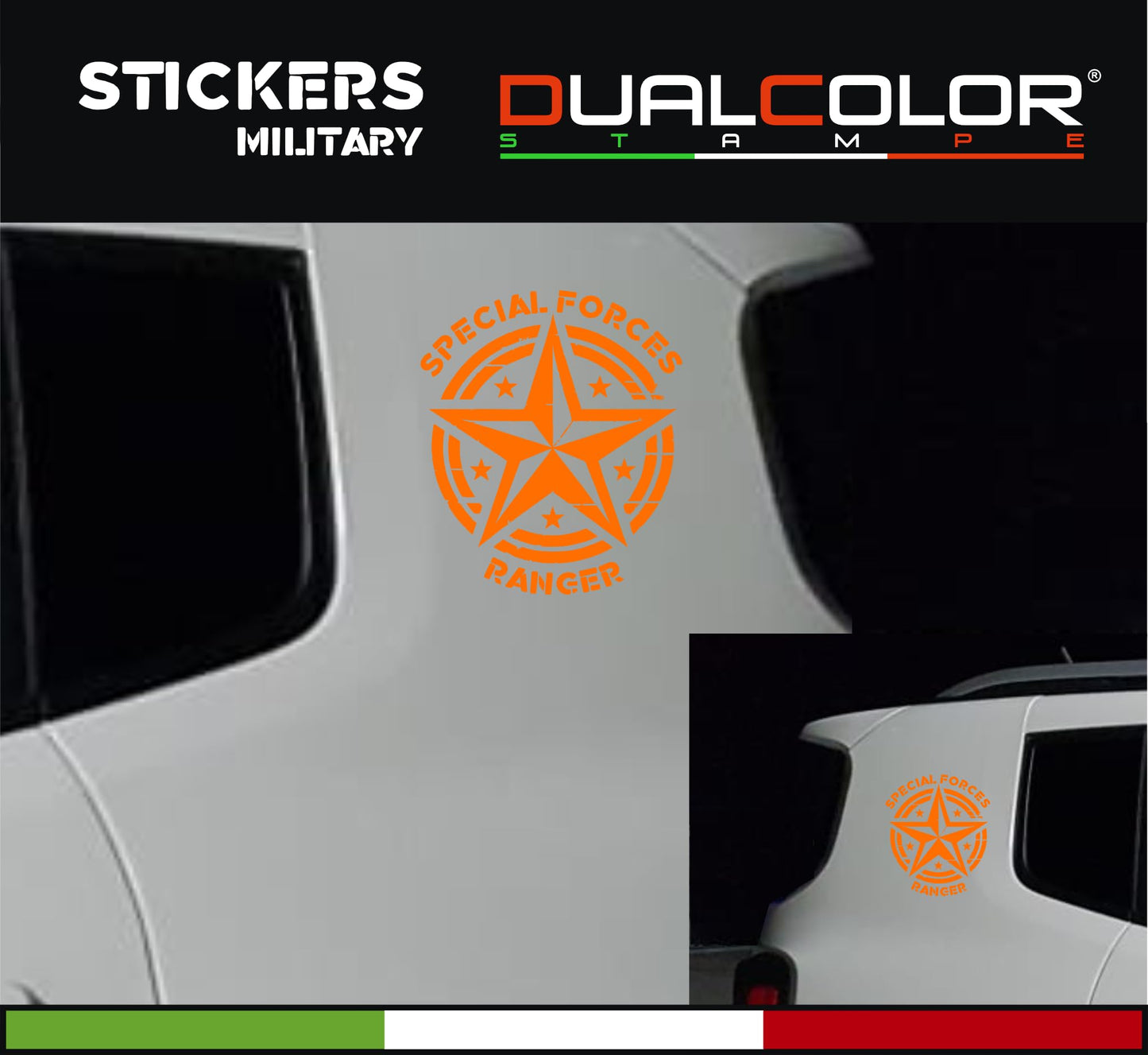 DualColorStampe Adesivi compatibili con Jeep Renegade stella militare Army Fuoristrada 4X4 Fiancata Offroad Adesivi Stickers AUTO Decal 0391