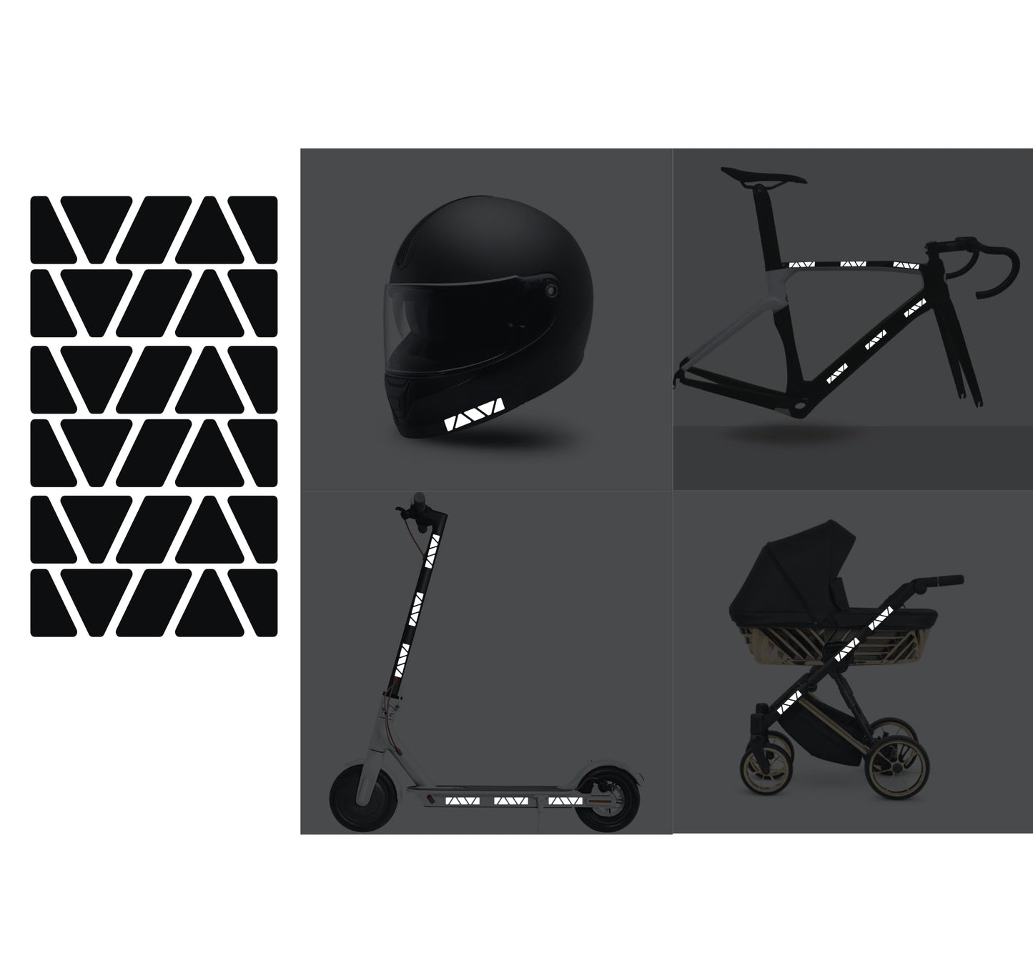 DualColorStampe Kit Adesivi rifrangenti/Riflettenti, Set Sicurezza e visibilità di Notte, Adesivo Universale per Bicicletta/Passeggino/Casco/Moto/Motorino B0149