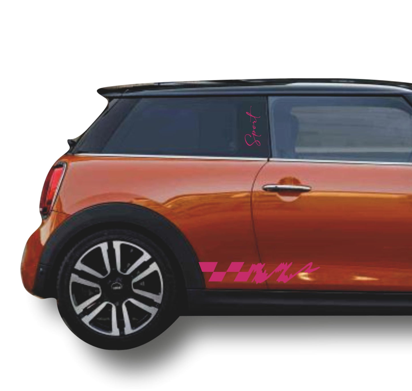DualColorStampe Adesivi compatibili con MINI Cooper S One JCW R50 R52 R53 R56 R57 F55 F56 F57 per minigonne laterali (4 pezzi) Strisce laterali decalcomania a scacchi 0372