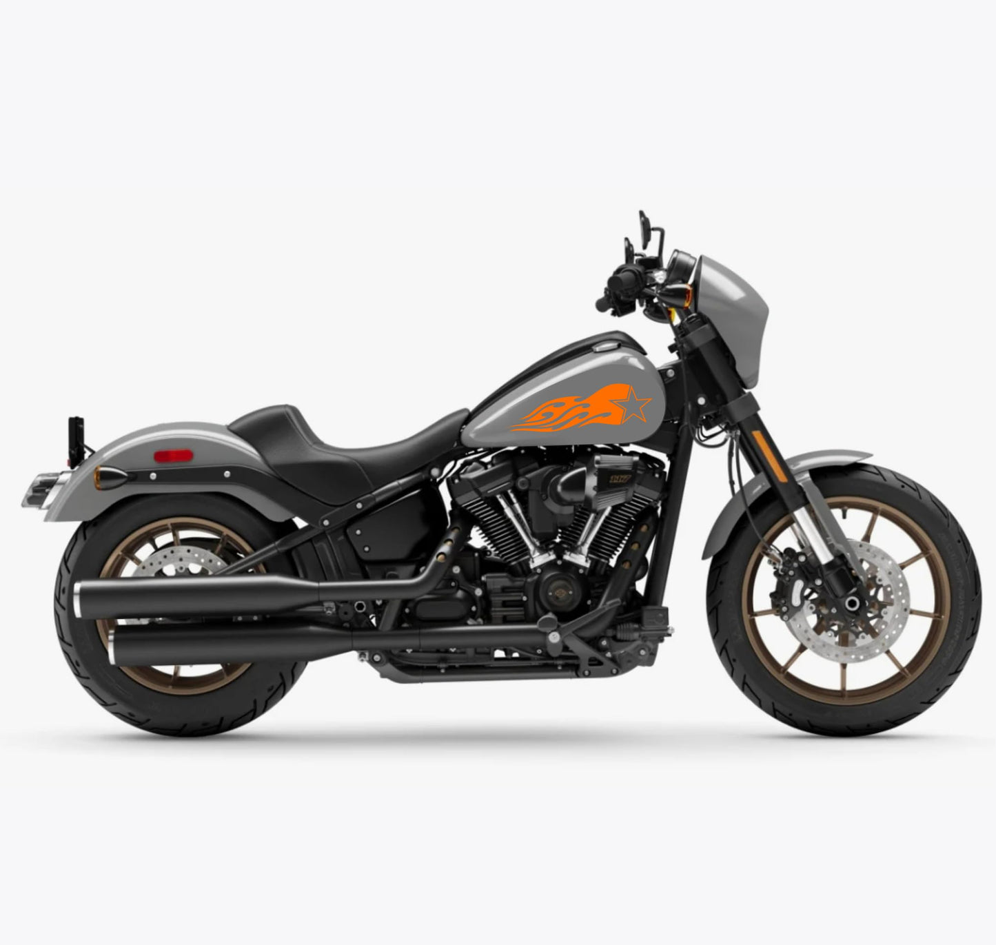 DualColorStampe® Adesivi Compatibili con Harley-Davidson fiamma tribale stella militare serbatoio Set 2 stickers Moto Motorbike COD. M0353