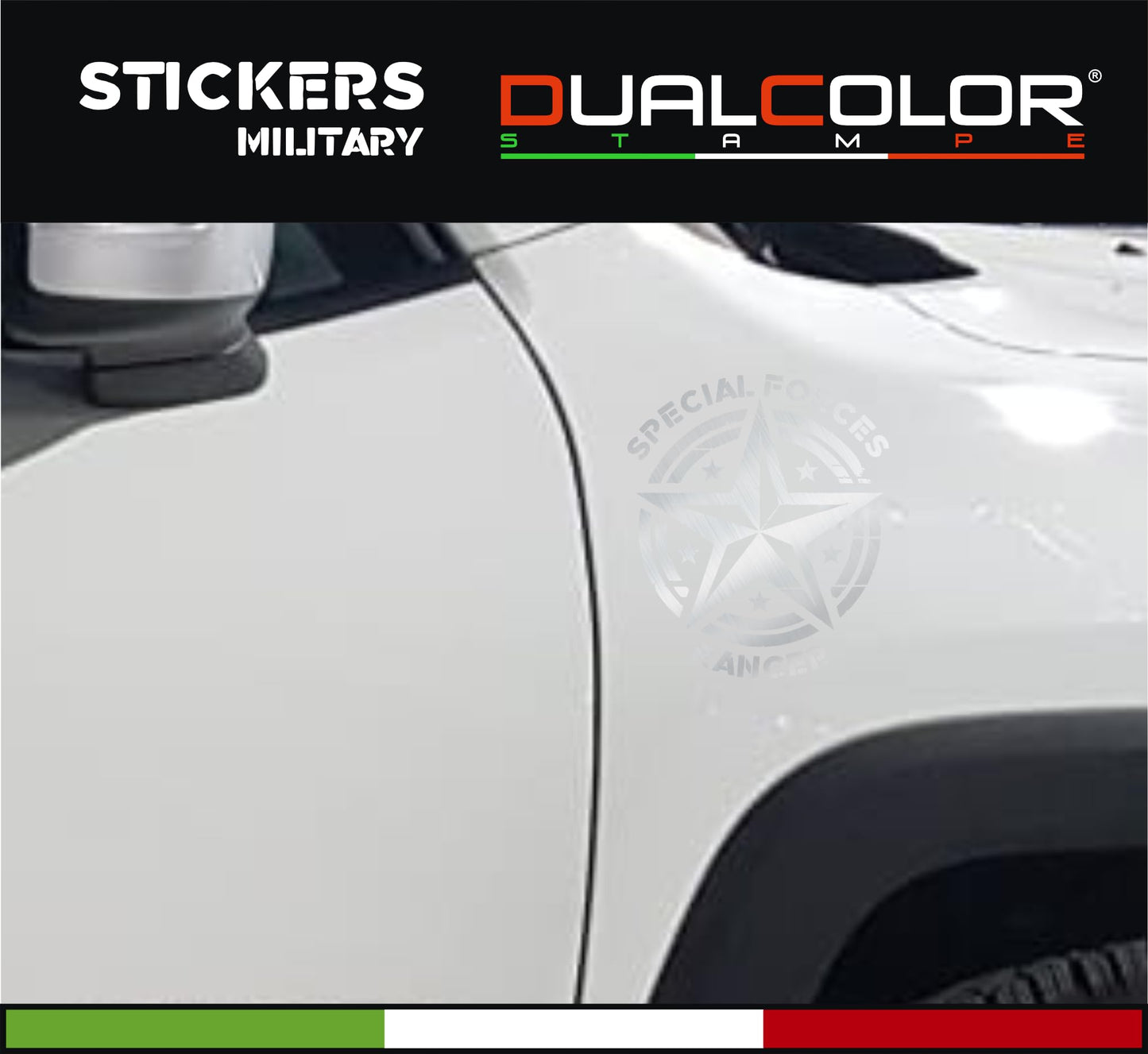 DualColorStampe Adesivi compatibili con Jeep Renegade stella militare Army Fuoristrada 4X4 Fiancata Offroad Adesivi Stickers AUTO Decal 0391