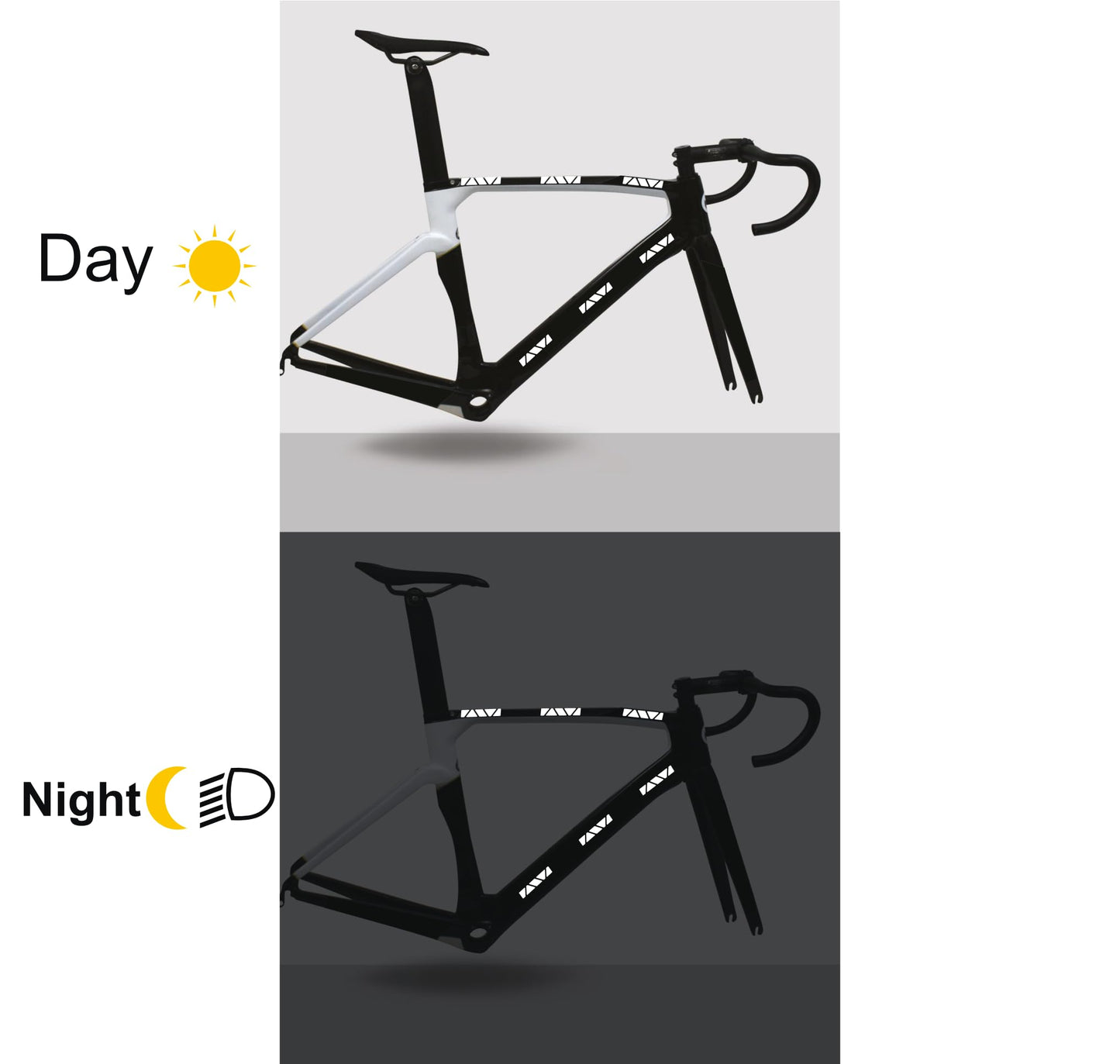 DualColorStampe Kit Adesivi rifrangenti/Riflettenti, Set Sicurezza e visibilità di Notte, Adesivo Universale per Bicicletta/Passeggino/Casco/Moto/Motorino B0149