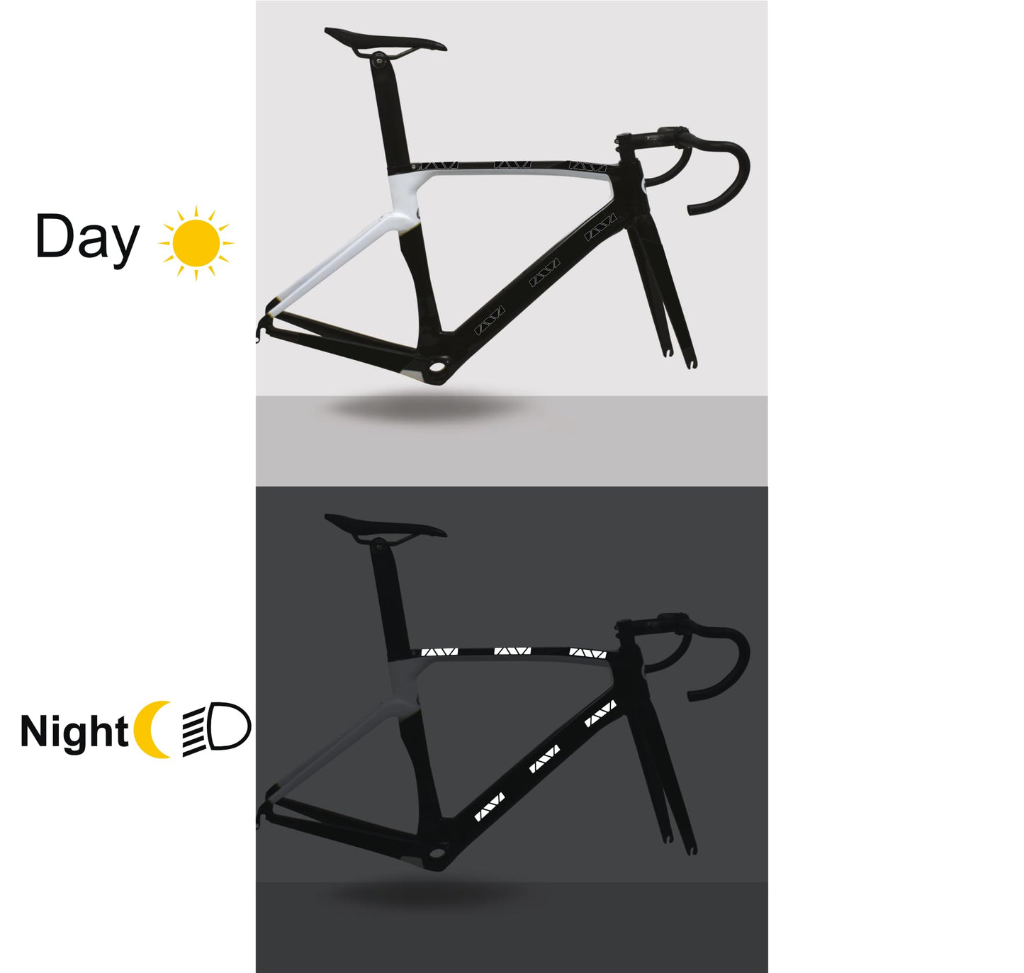 DualColorStampe Kit Adesivi rifrangenti/Riflettenti, Set Sicurezza e visibilità di Notte, Adesivo Universale per Bicicletta/Passeggino/Casco/Moto/Motorino B0149