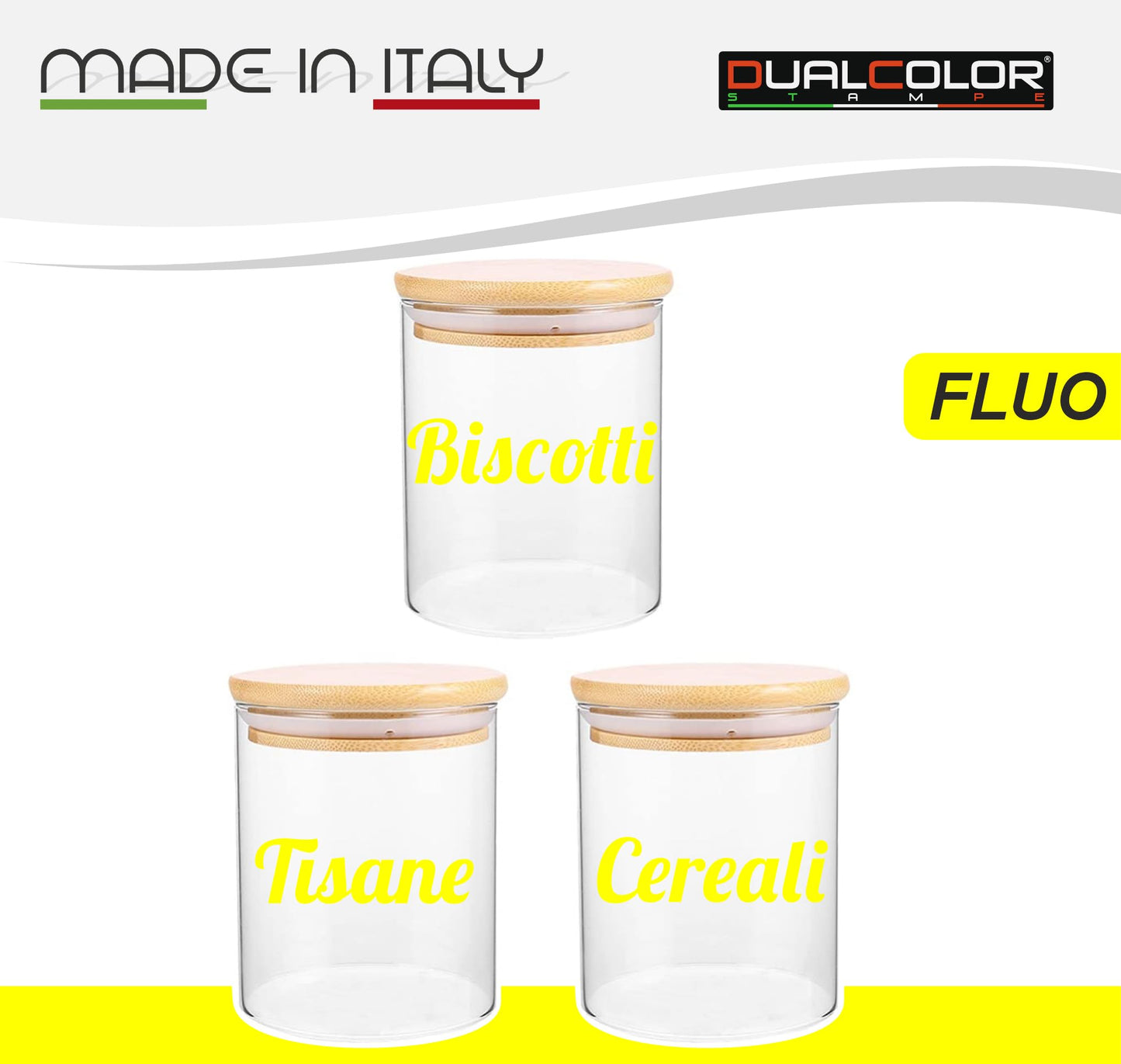 DualColorStampe Adesivi per barattoli cucina, per biscotti tisane e cereali per dispensa, stickers eleganti, in materiale Impermeabile e lavabile - I0151