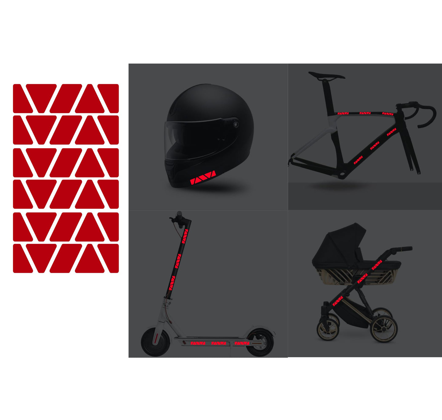 DualColorStampe Kit Adesivi rifrangenti/Riflettenti, Set Sicurezza e visibilità di Notte, Adesivo Universale per Bicicletta/Passeggino/Casco/Moto/Motorino B0149