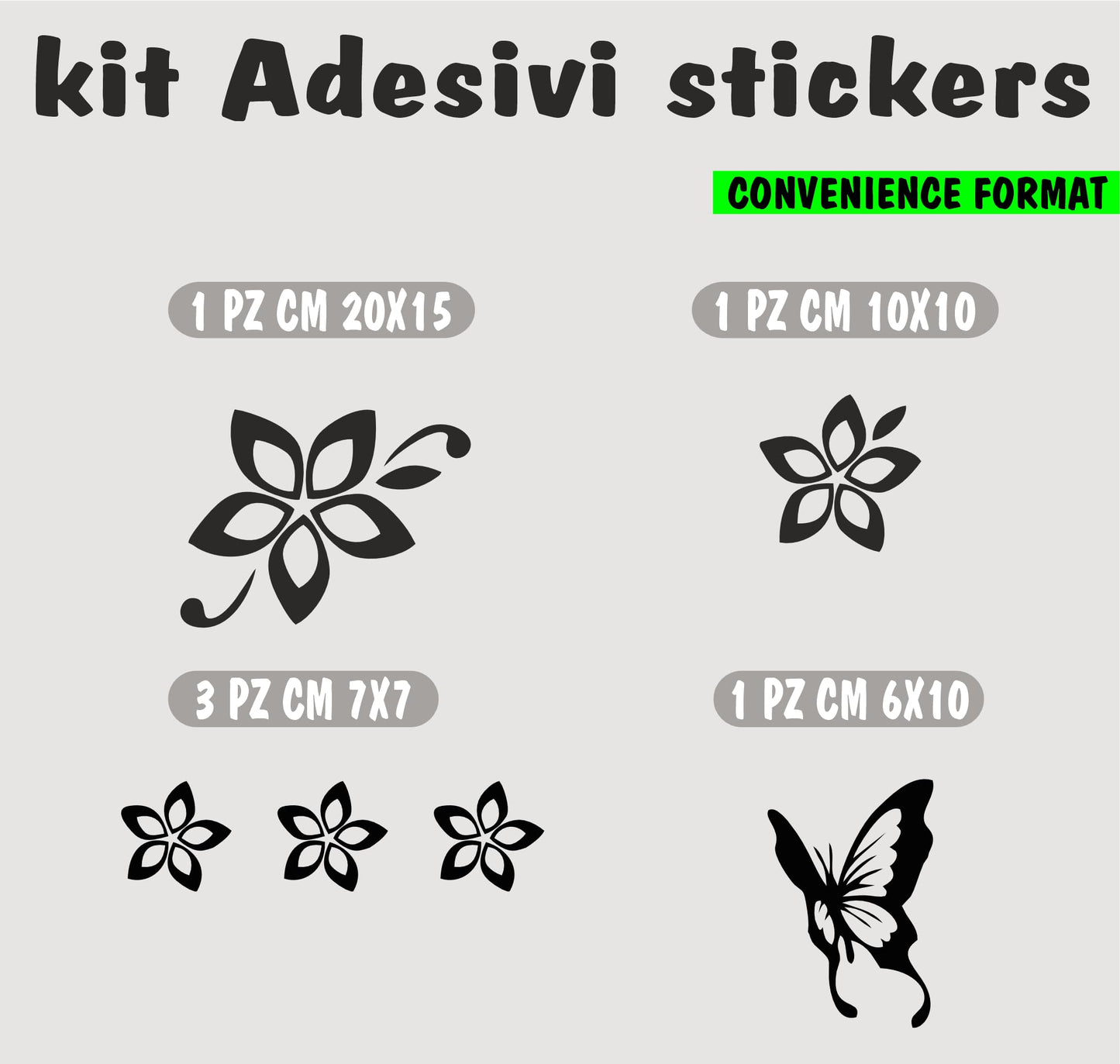 DualColorStampe Adesivi per Auto - Fiori E Farfalle - Auto Macchina Auto Moto Camper, Stickers, Decal 0046
