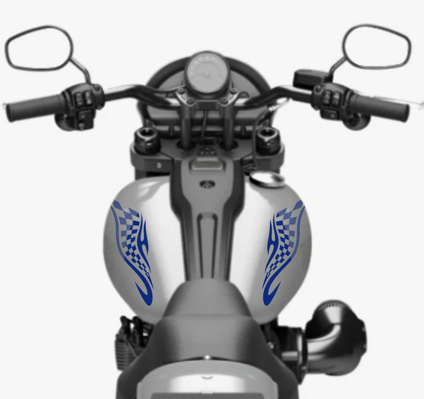 DualColorStampe® Adesivi Compatibili con Harley-Davidson Tribale Scacchiera serbatoio DX-SX stickers Moto Motorbike COD. M0349