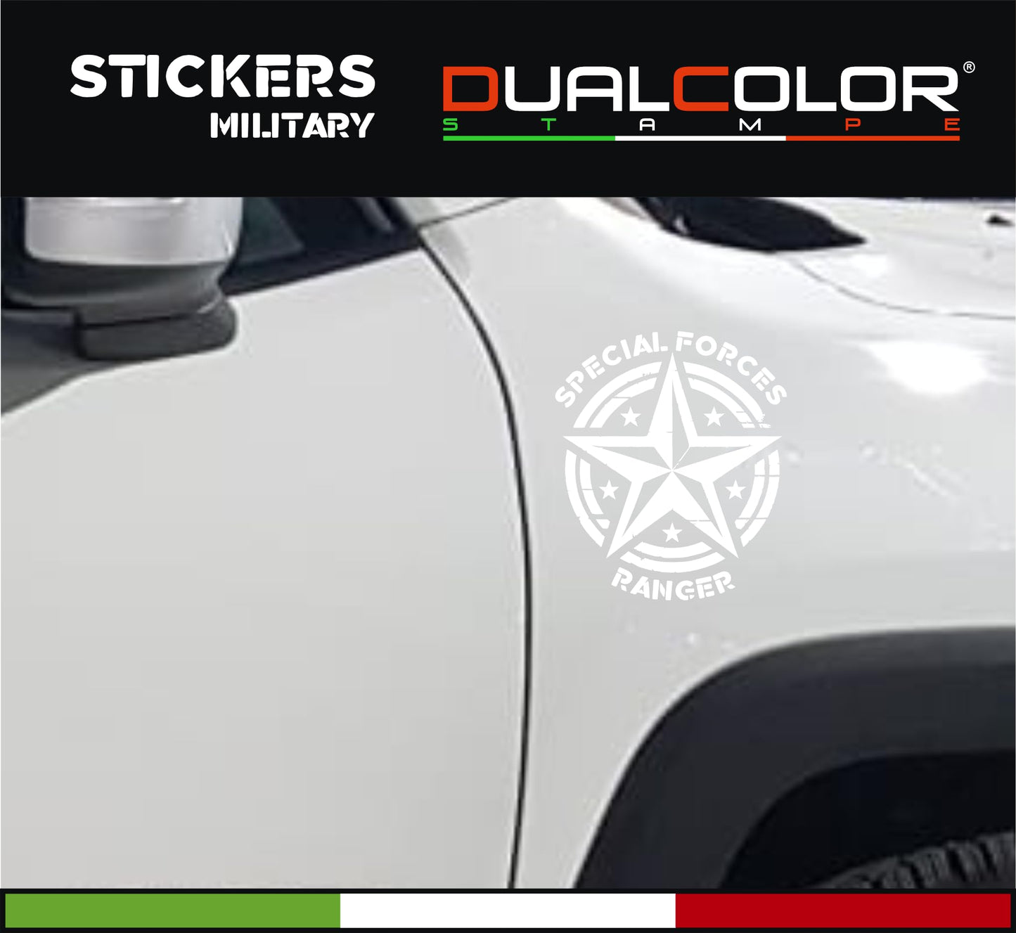DualColorStampe Adesivi compatibili con Jeep Renegade stella militare Army Fuoristrada 4X4 Fiancata Offroad Adesivi Stickers AUTO Decal 0391