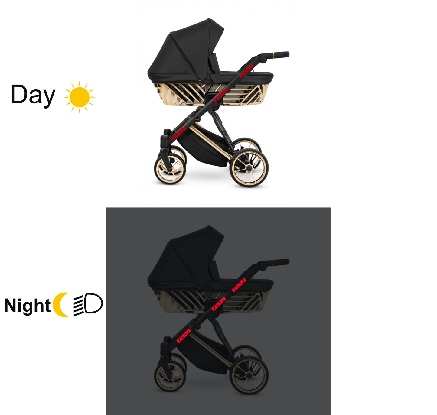 DualColorStampe Kit Adesivi rifrangenti/Riflettenti, Set Sicurezza e visibilità di Notte, Adesivo Universale per Bicicletta/Passeggino/Casco/Moto/Motorino B0149
