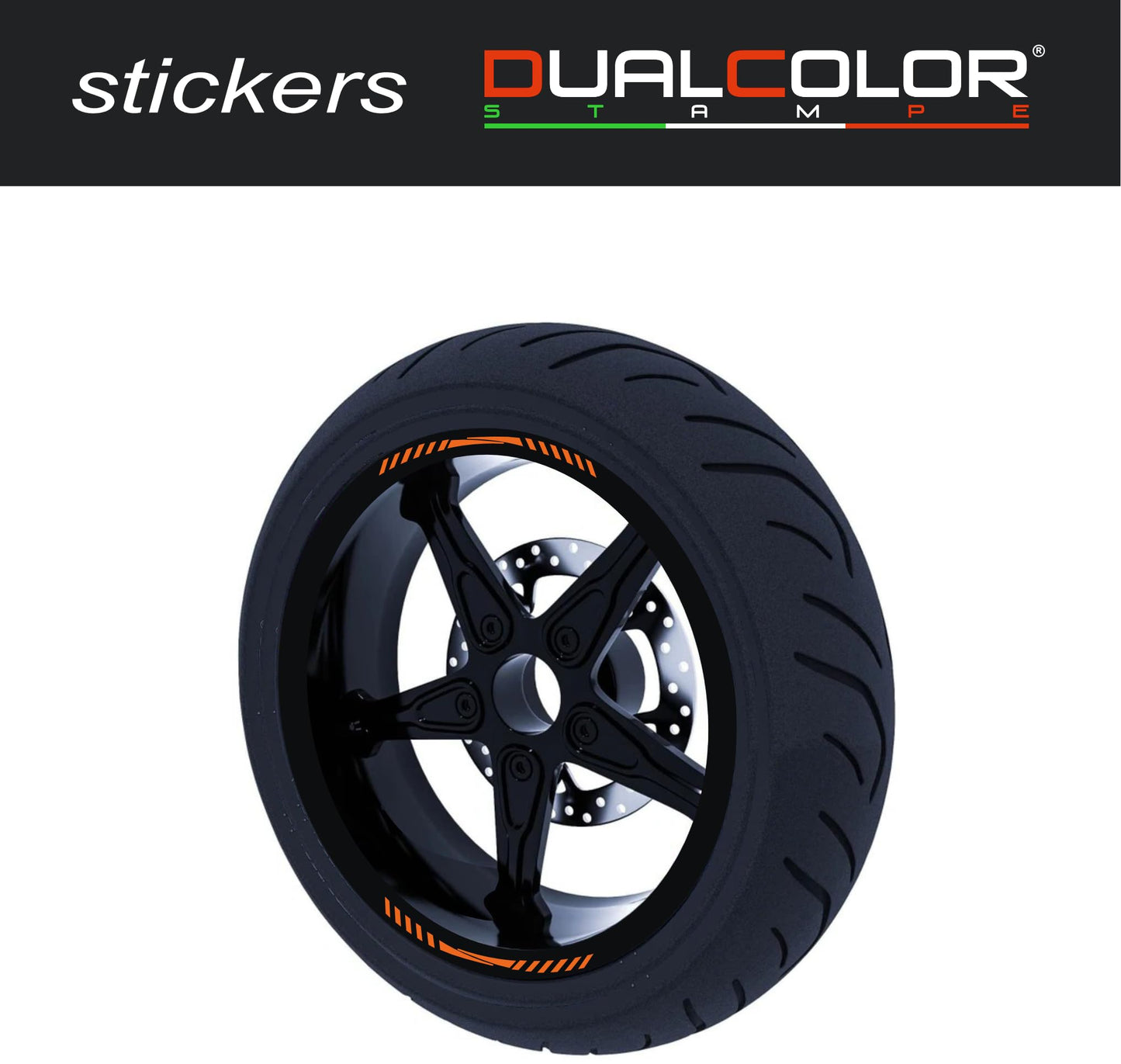 DualColorStampe Set di Strisce Cerchi Moto per 2 Ruote da 17" Pollici | Adesivi Ruote Moto | Adesivi Cerchi Moto Resiste a Pioggia e Sole | Design Racing D0127