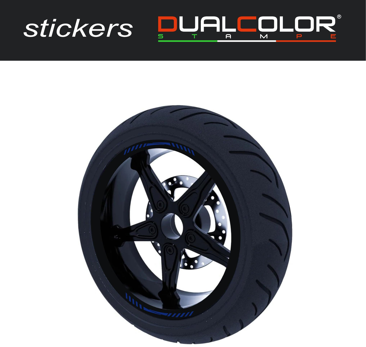 DualColorStampe Set di Strisce Cerchi Moto per 2 Ruote da 17" Pollici | Adesivi Ruote Moto | Adesivi Cerchi Moto Resiste a Pioggia e Sole | Design Racing D0127