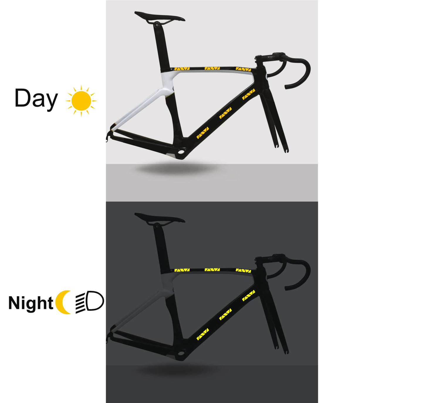 DualColorStampe Kit Adesivi rifrangenti/Riflettenti, Set Sicurezza e visibilità di Notte, Adesivo Universale per Bicicletta/Passeggino/Casco/Moto/Motorino B0149
