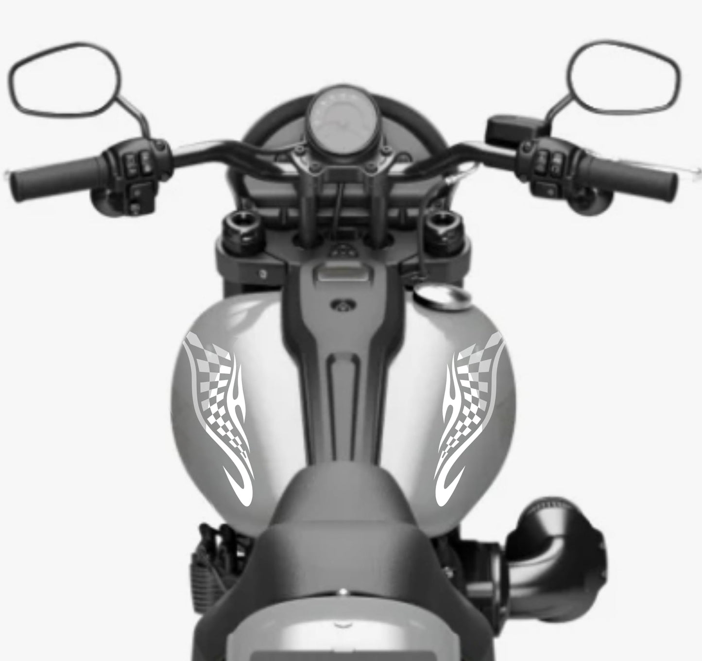DualColorStampe® Adesivi Compatibili con Harley-Davidson Tribale Scacchiera serbatoio DX-SX stickers Moto Motorbike COD. M0349