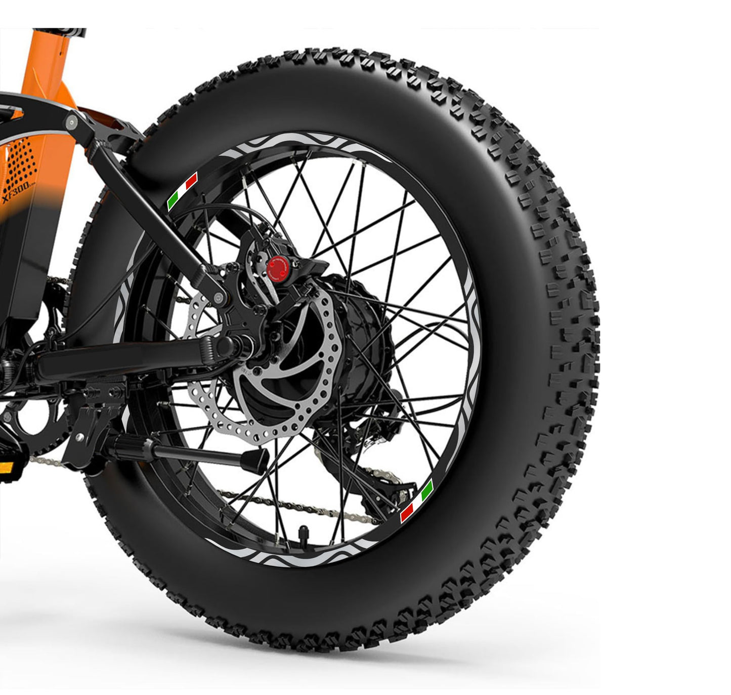 DualColorStampe Adesivi Cerchi Bici FAT BIKE 20'' Pollici Ruota Bici accessori Fat bike MTB Stickers Cerchi BANDIERA ITALIANA COD. B0128
