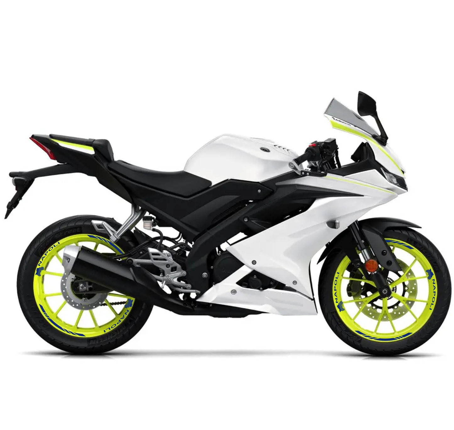 DualColorStampe Confezione Adesivi Set Completo di Cerchi Strisce per Moto per 2 Ruote da 17'' pollici strips Design Racing NAPOLI D0116