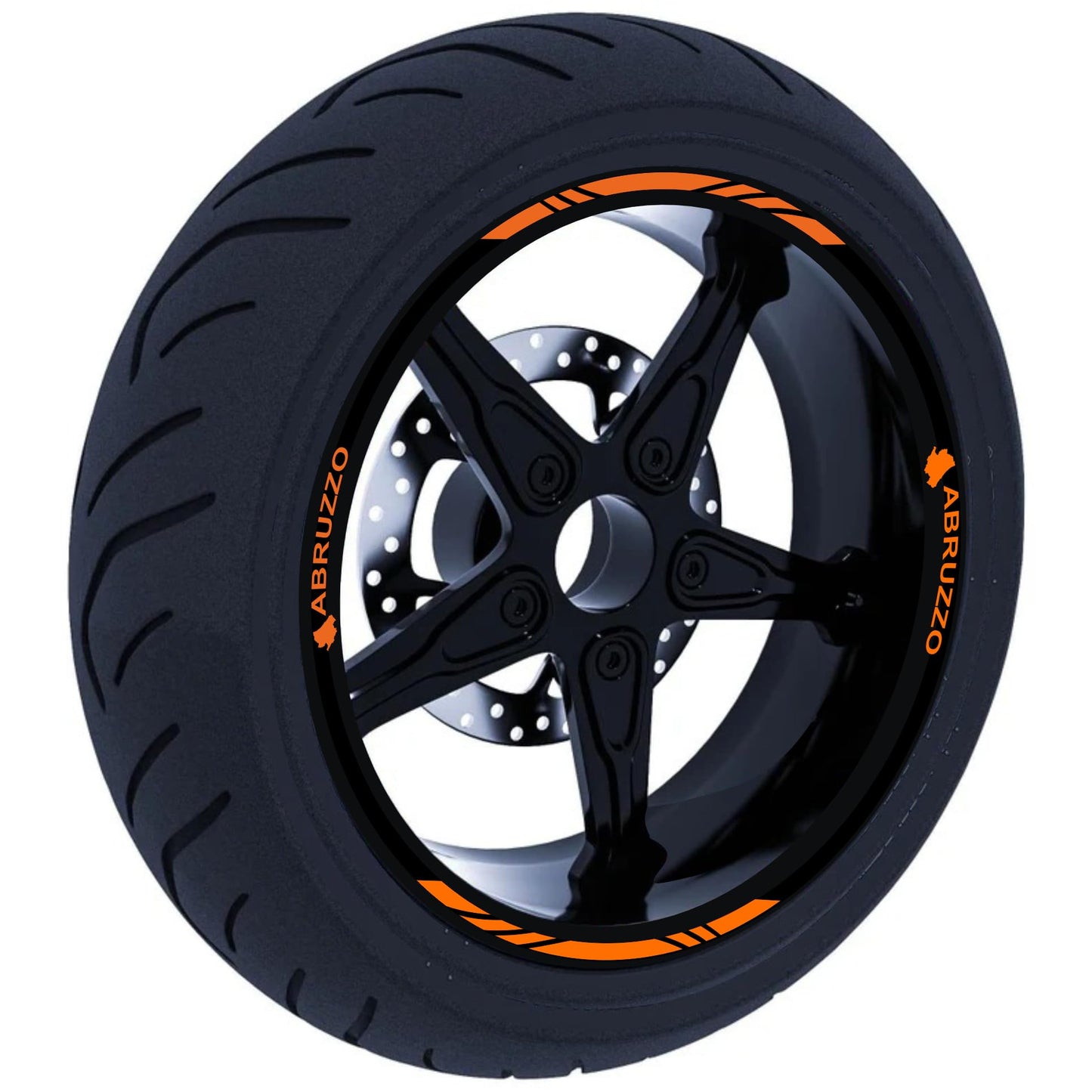 DualColorStampe Confezione Adesivi Set Completo di Cerchi Strisce per Moto per 2 Ruote da 17'' pollici strips Design Racing ABRUZZO D0117