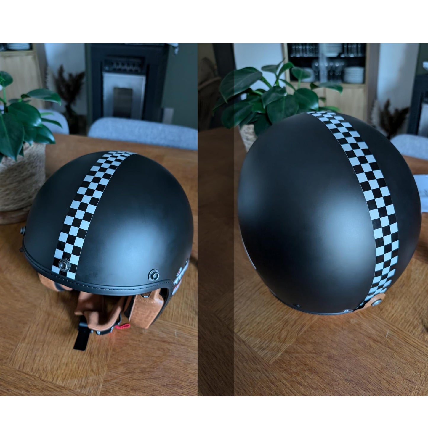 Fascia Adesiva Scacchiera Bianco Nero 55x4 cm | Banda Decalcomania Universale per Auto, Moto, Casco – Design Racing C0088