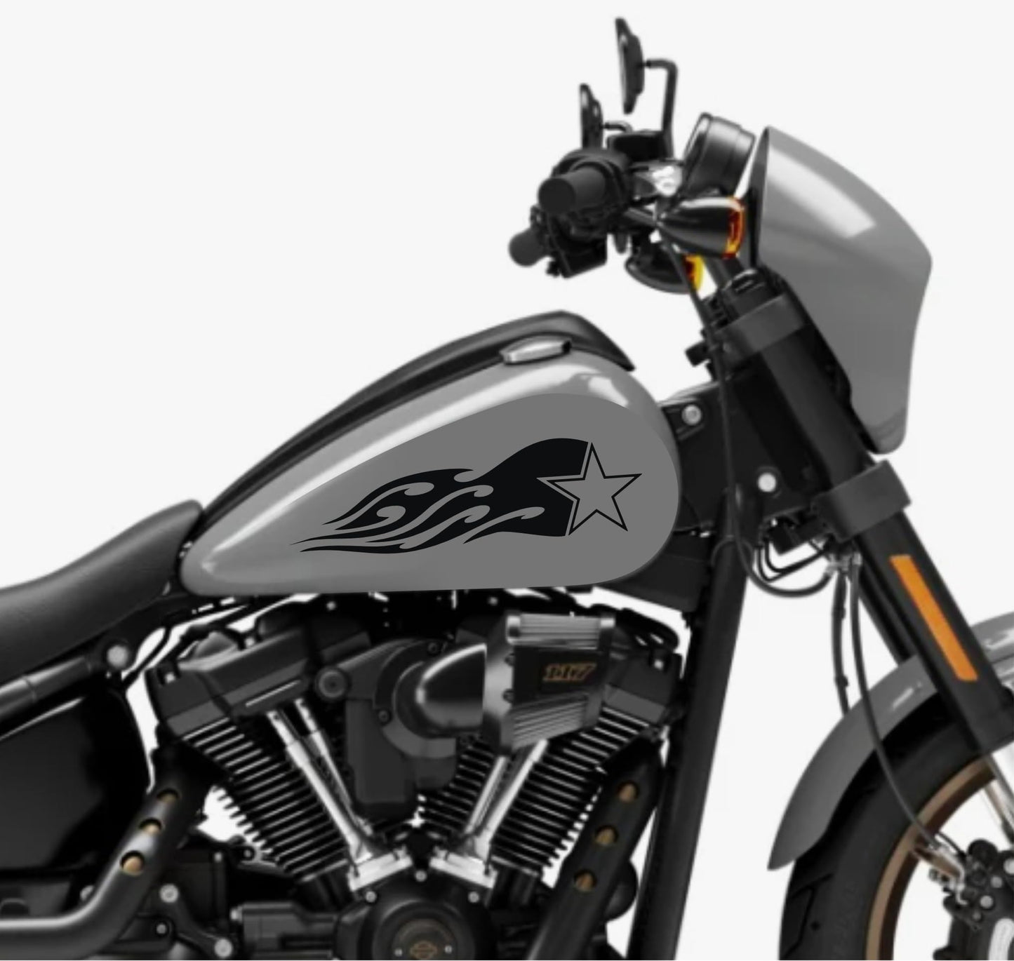 DualColorStampe® Adesivi Compatibili con Harley-Davidson fiamma tribale stella militare serbatoio Set 2 stickers Moto Motorbike COD. M0353