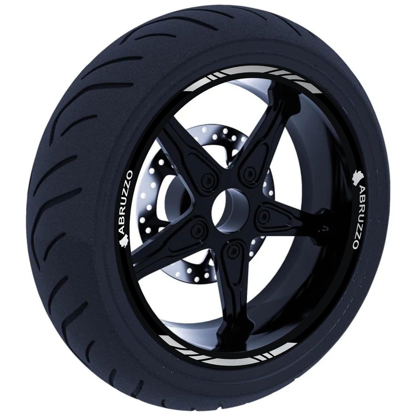 DualColorStampe Confezione Adesivi Set Completo di Cerchi Strisce per Moto per 2 Ruote da 17'' pollici strips Design Racing ABRUZZO D0117