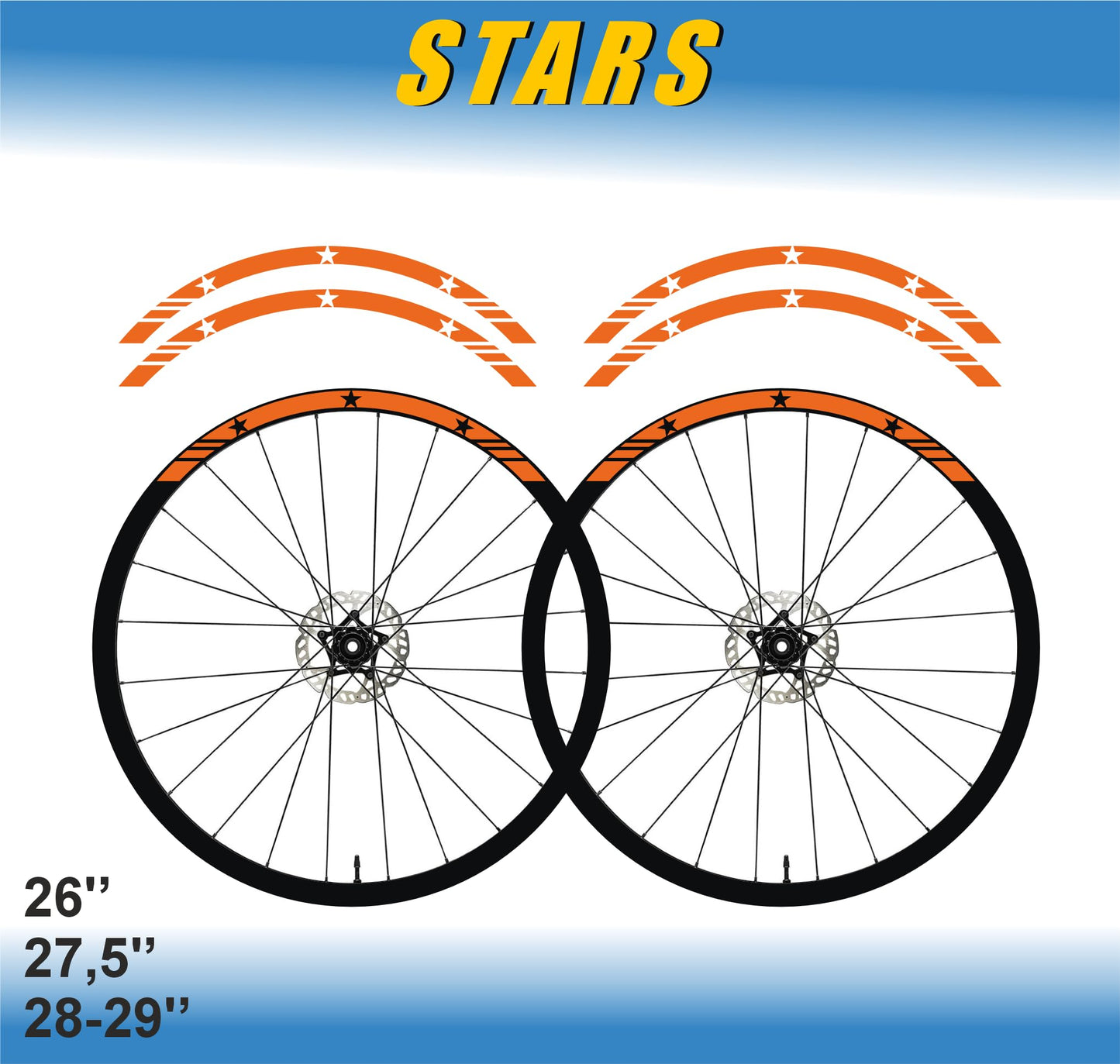 DualColorStampe Adesivi Cerchi Bici 26'' - 27,5'' - 28-29'' Pollici Ruota Bici MTB Bike Stickers Cerchi MTB stella star - B0202