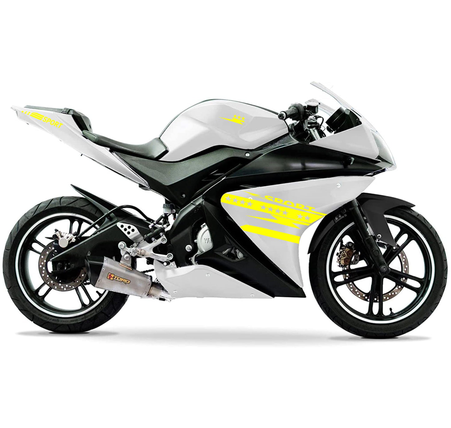 DualColorStampe Adesivi Compatibili con Yamaha YZF-R125 | decal stickers Moto Carena (DX-SX) adesivi personalizzati stelle colore a scelta M0128