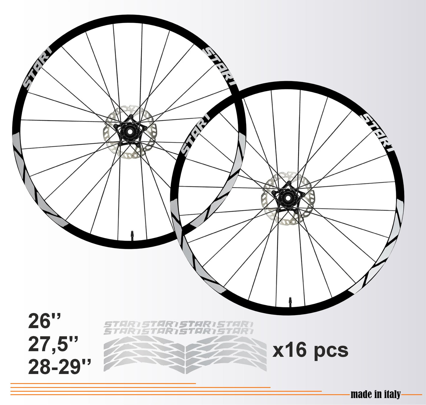 Adesivi Cerchi Bici 26'' - 27,5'' - 28-29'' Pollici Ruota Bicicletta MTB Bike Stickers Cerchi MOUNTAIN BIKE B0211
