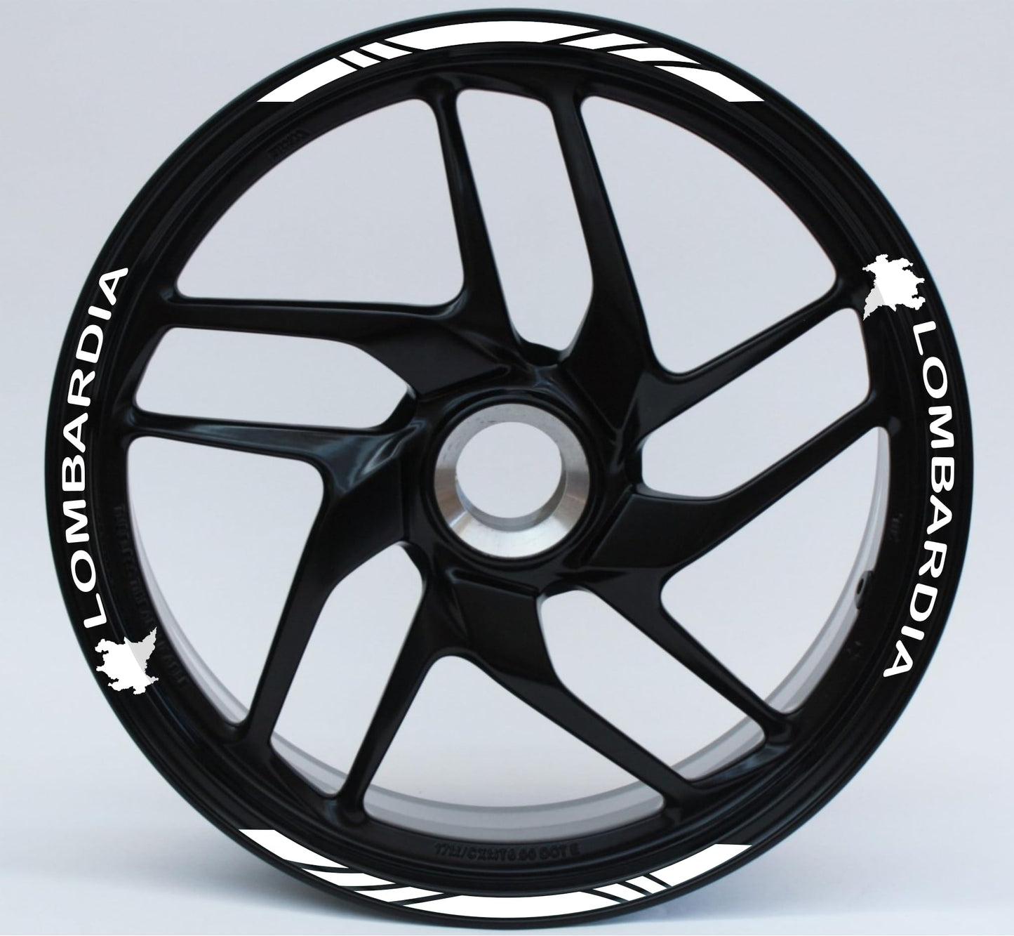 DualColorStampe Stickers Adesivi Set Completo di Cerchi Strisce per Moto per 2 Ruote da 17'' pollici strips Design Racing regione LOMBARDIA D0123