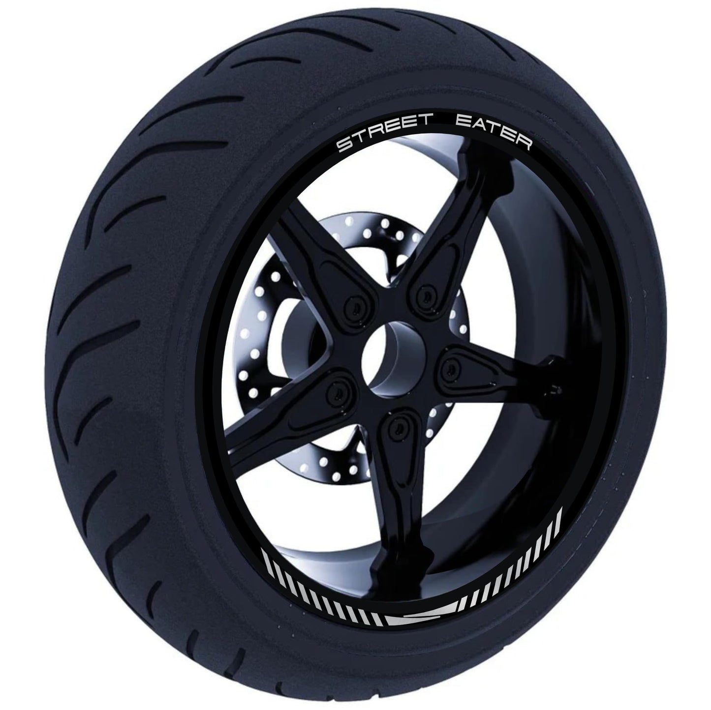 DualColorStampe Confezione Adesivi Set Completo di Cerchi Strisce per Moto per 2 Ruote da 17'' pollici strips Design Racing STREET EATER D0118