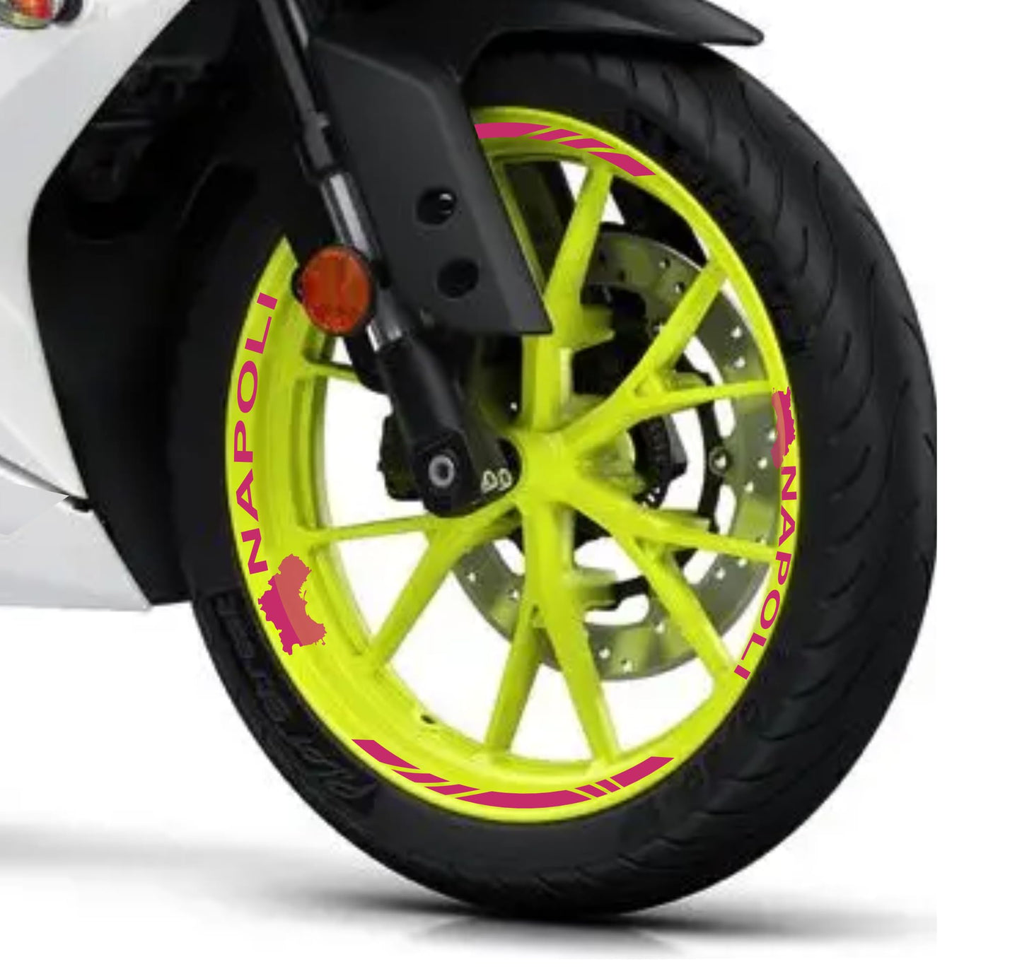 DualColorStampe Confezione Adesivi Set Completo di Cerchi Strisce per Moto per 2 Ruote da 17'' pollici strips Design Racing NAPOLI D0116