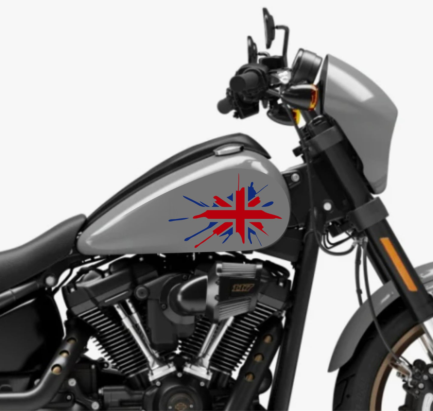 DualColorStampe® Adesivi Compatibili con Harley-Davidson bandiera londinese LONDON skull serbatoio Set 2 stickers Moto Motorbike COD. M0359