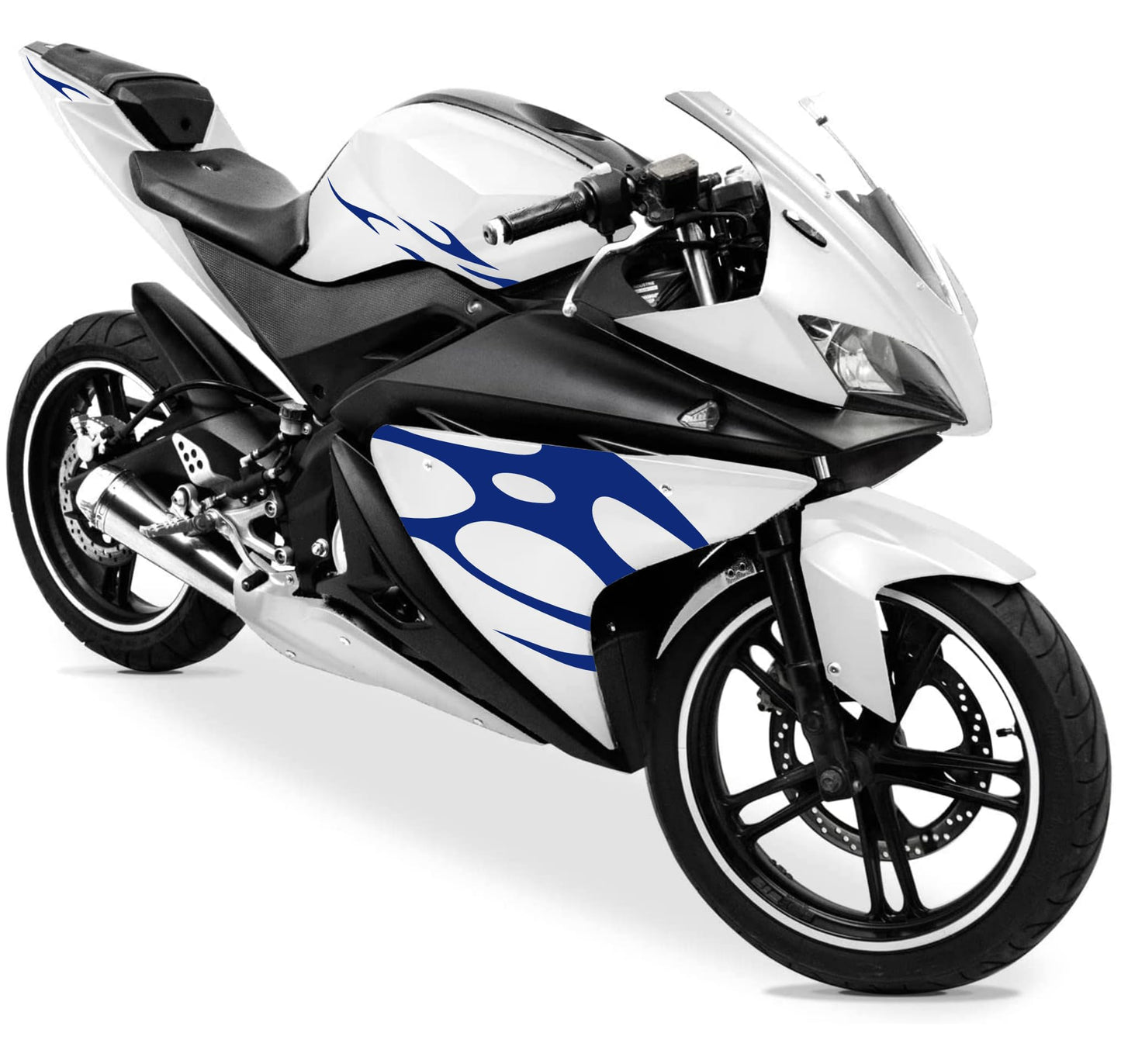 DualColorStampe Adesivi Compatibili con Yamaha YZF-R125 | Sticker Moto Carena (DX-SX) Personalizzabili | Fiamme Colorate M0121
