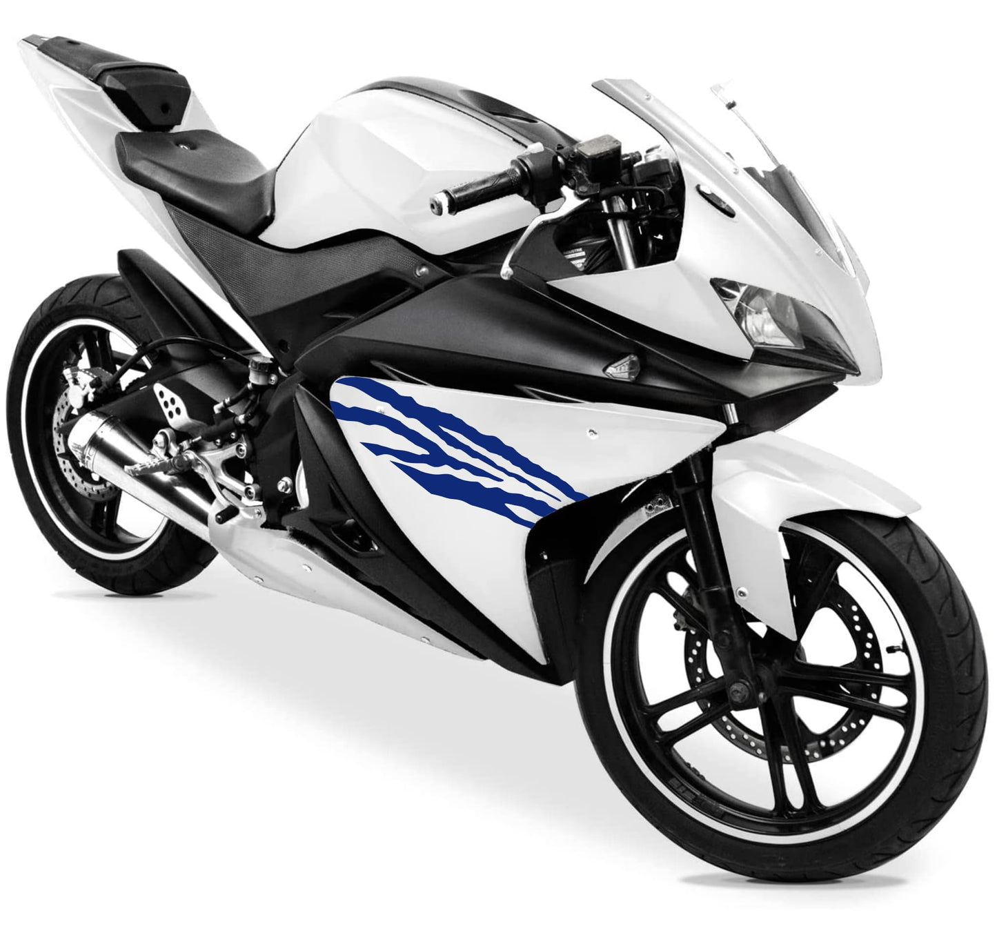 DualColorStampe Adesivi Compatibili con Yamaha YZF-R125 | Sticker Moto Carena (DX-SX) Personalizzabili | design zebrato Colorato M0120