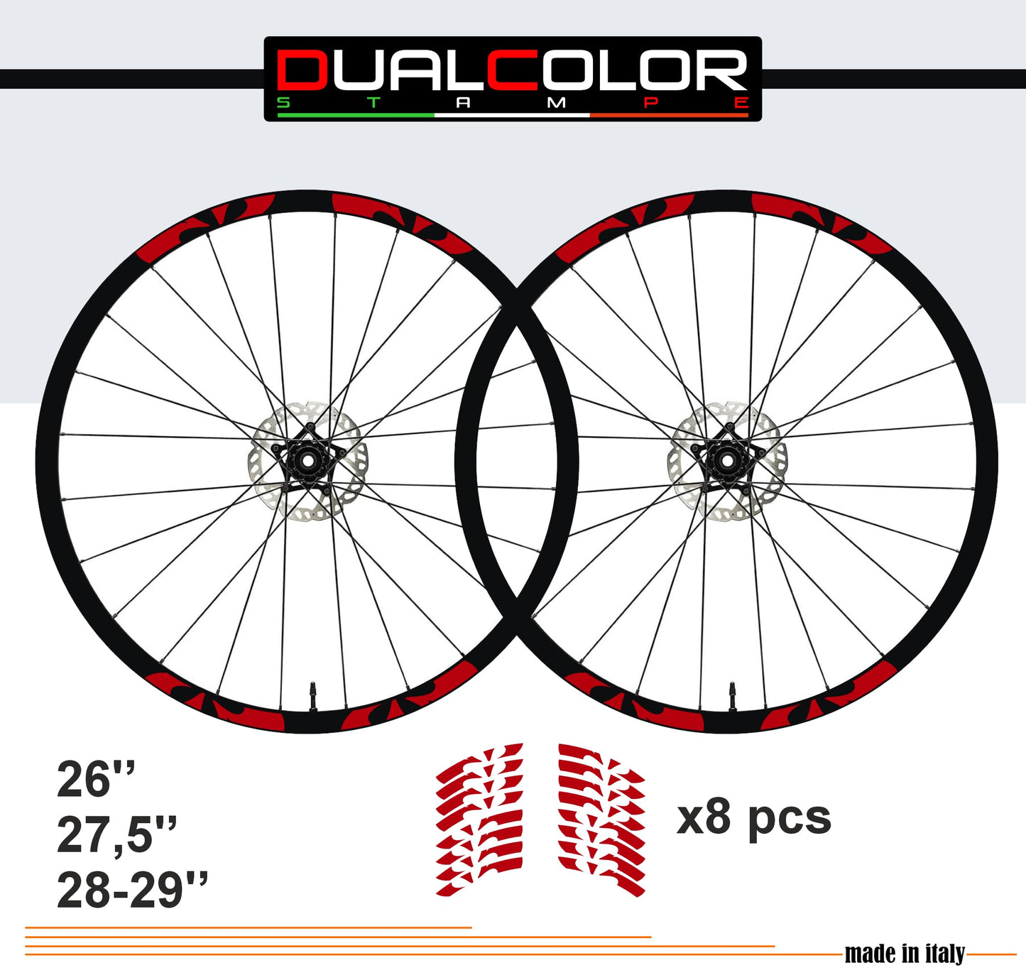 DualColorStampe Adesivi Cerchi Bici 26'' - 27,5'' - 28-29'' Pollici Ruota Bici MTB Bike Stickers Cerchi MTB - B0201