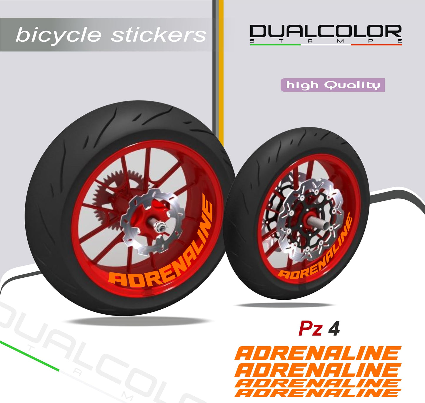 DualColorStampe Adesivi interno cerchi moto 17 POLLICI decal stickers cerchioni gomme strisce moto ADRENALINE COD.D0107