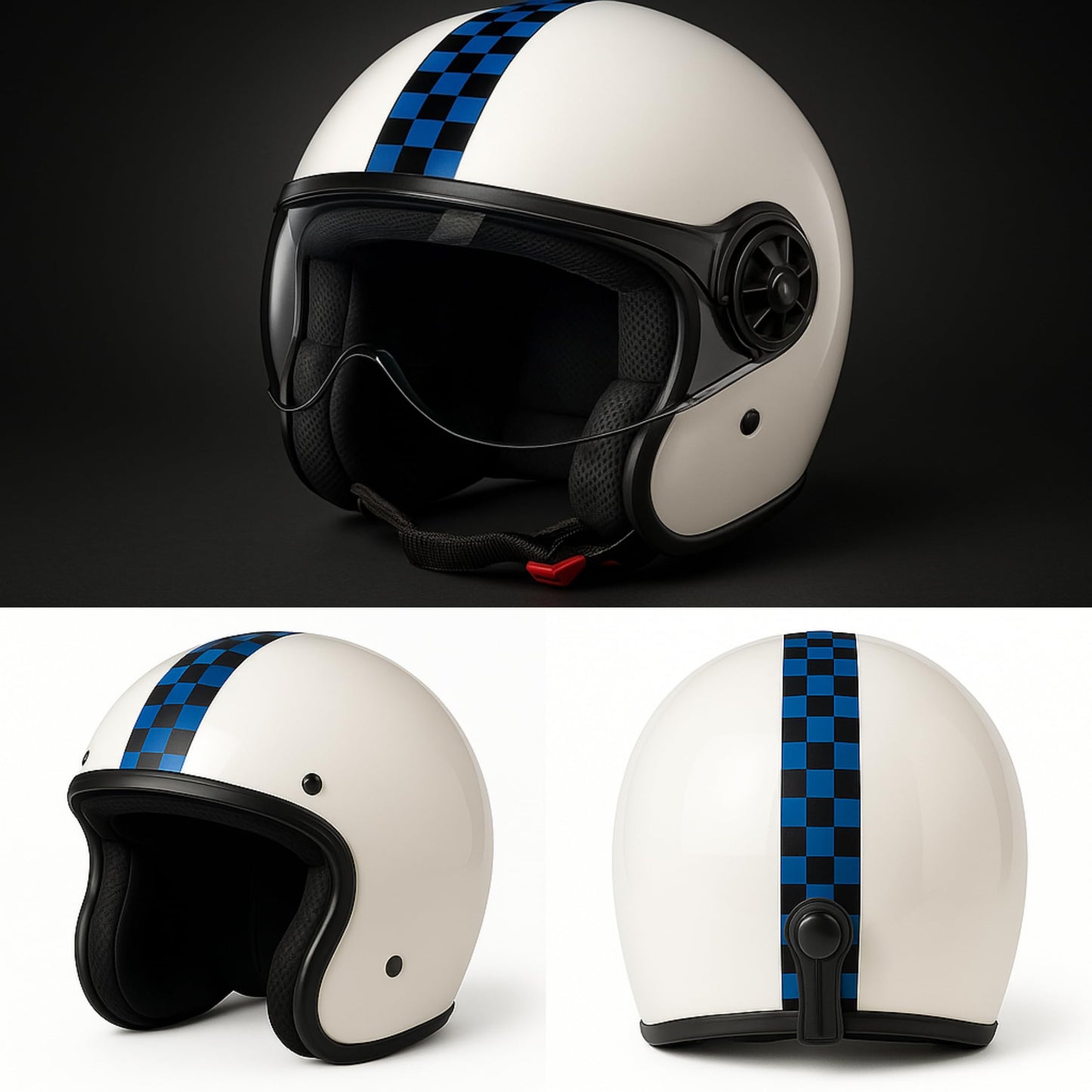 Adesivo Scacchiera Italia Calcio Blu Nero – Sticker Moto, Casco, Serbatoio, Valigia – Decorazione Universale Impermeabile – Design Sportivo C0086