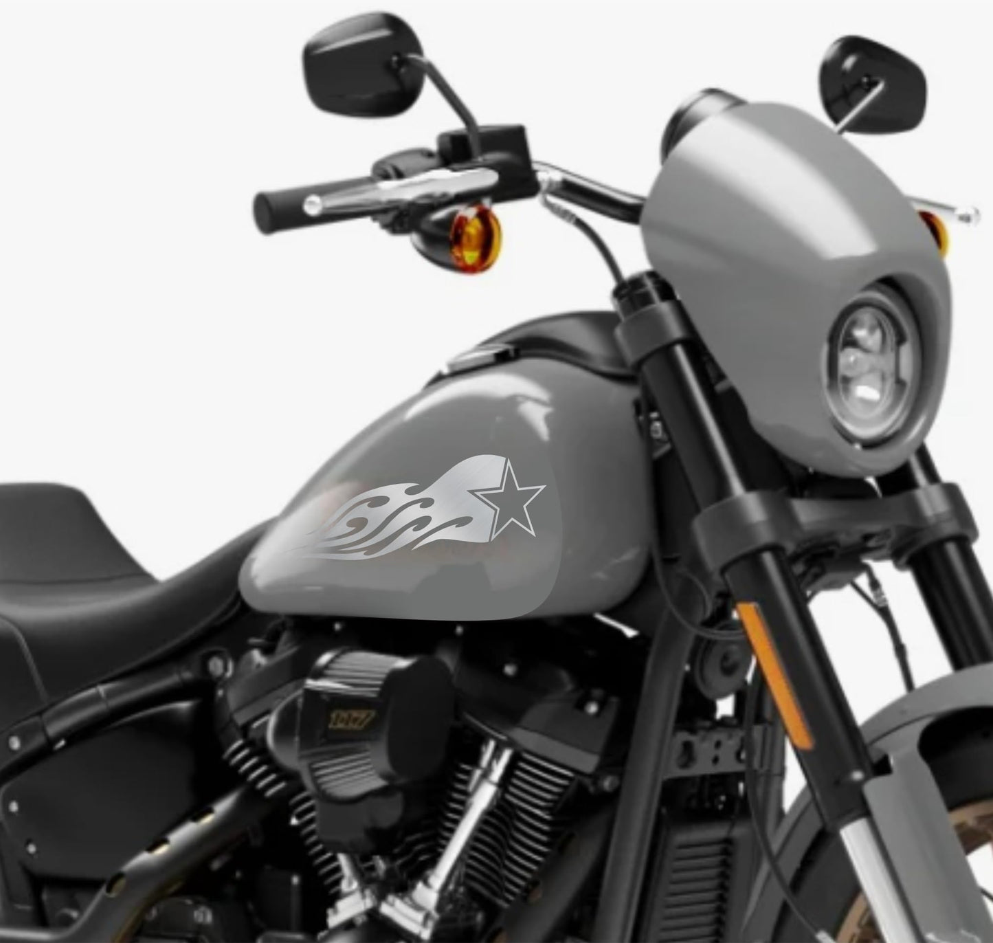 DualColorStampe® Adesivi Compatibili con Harley-Davidson fiamma tribale stella militare serbatoio Set 2 stickers Moto Motorbike COD. M0353