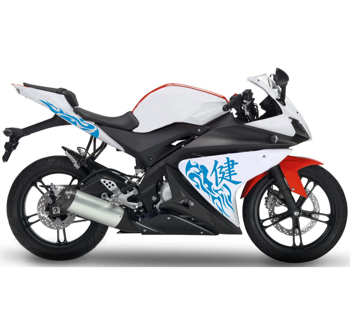 DualColorStampe Adesivi compatibili con Yamaha YZF-R125 Tribali 2014-2018 | Decalcomanie Carena Moto DX-SX M0174