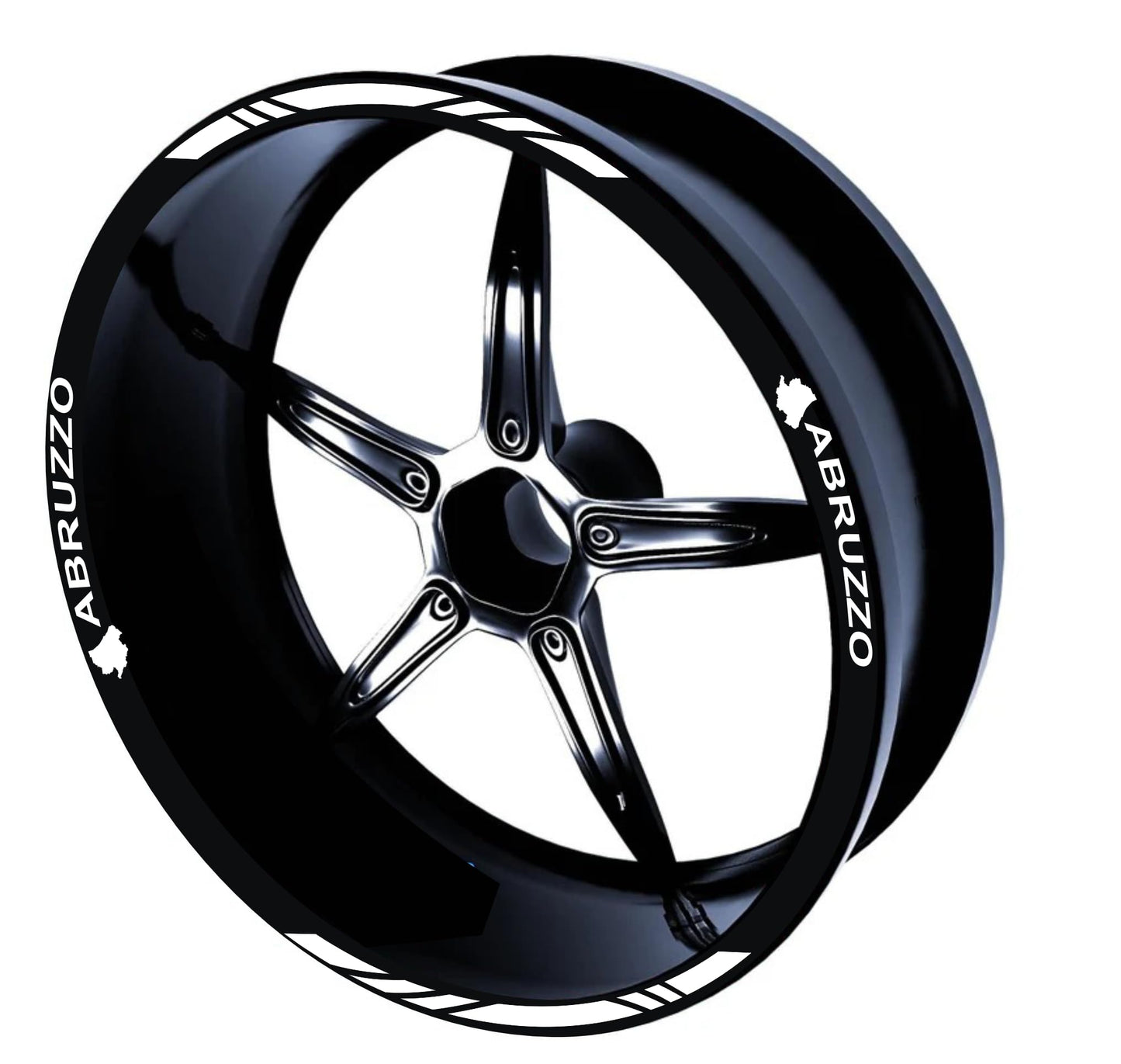 DualColorStampe Confezione Adesivi Set Completo di Cerchi Strisce per Moto per 2 Ruote da 17'' pollici strips Design Racing ABRUZZO D0117