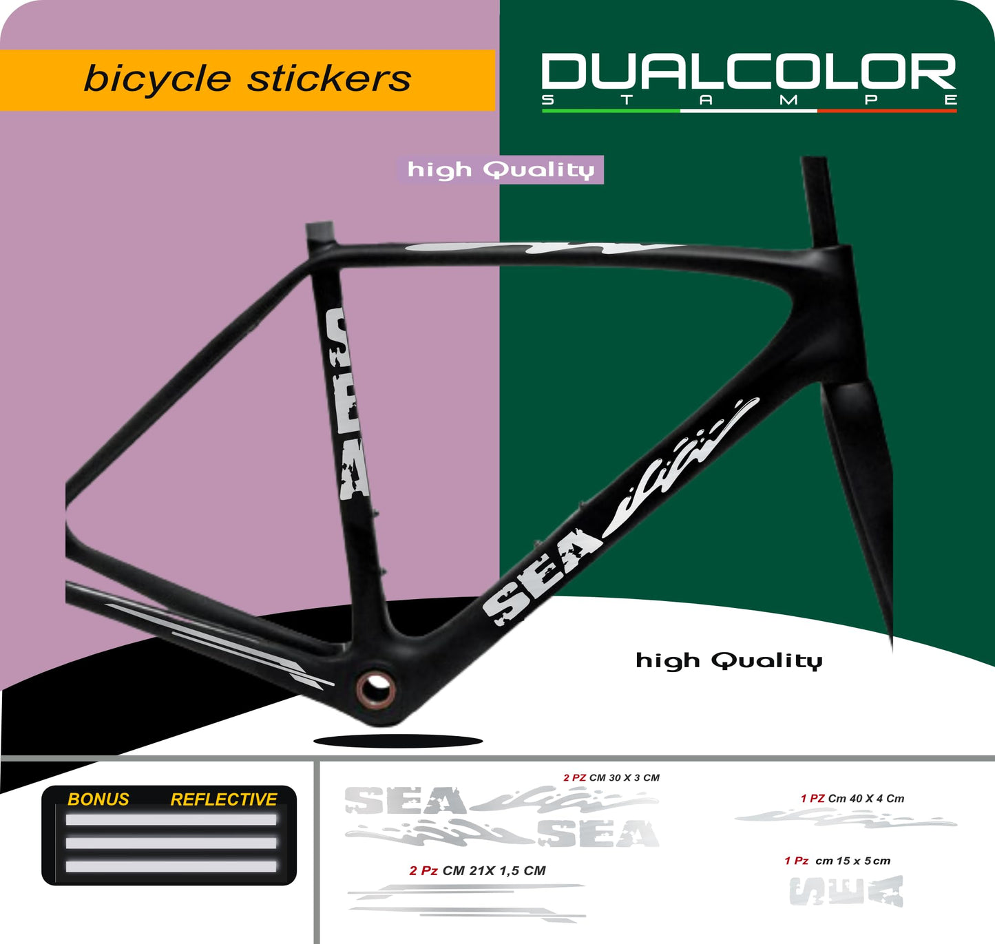 Set 6 Adesivi Stickers Decal Telaio Bici Bicicletta Kit adesivi telaio MTB BDC Universale Protezione COD. B0196