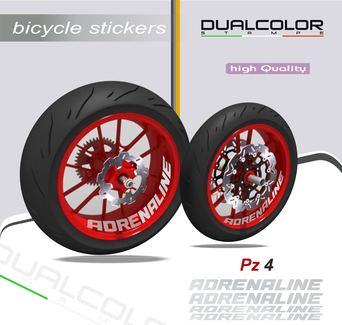 DualColorStampe Adesivi interno cerchi moto 17 POLLICI decal stickers cerchioni gomme strisce moto ADRENALINE COD.D0107