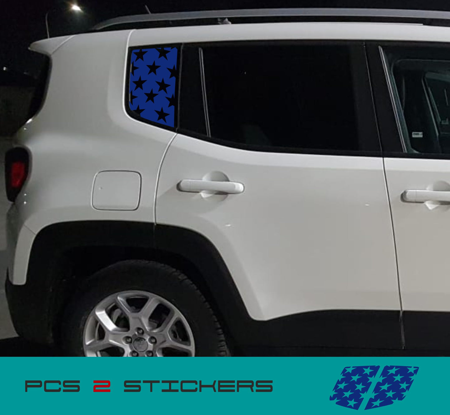 DualColorStampe Adesivi compatibili con Jeep Renegade (2014-2024) Vetro stickers finestrini posteriori fascia Window Decal stelle 0382