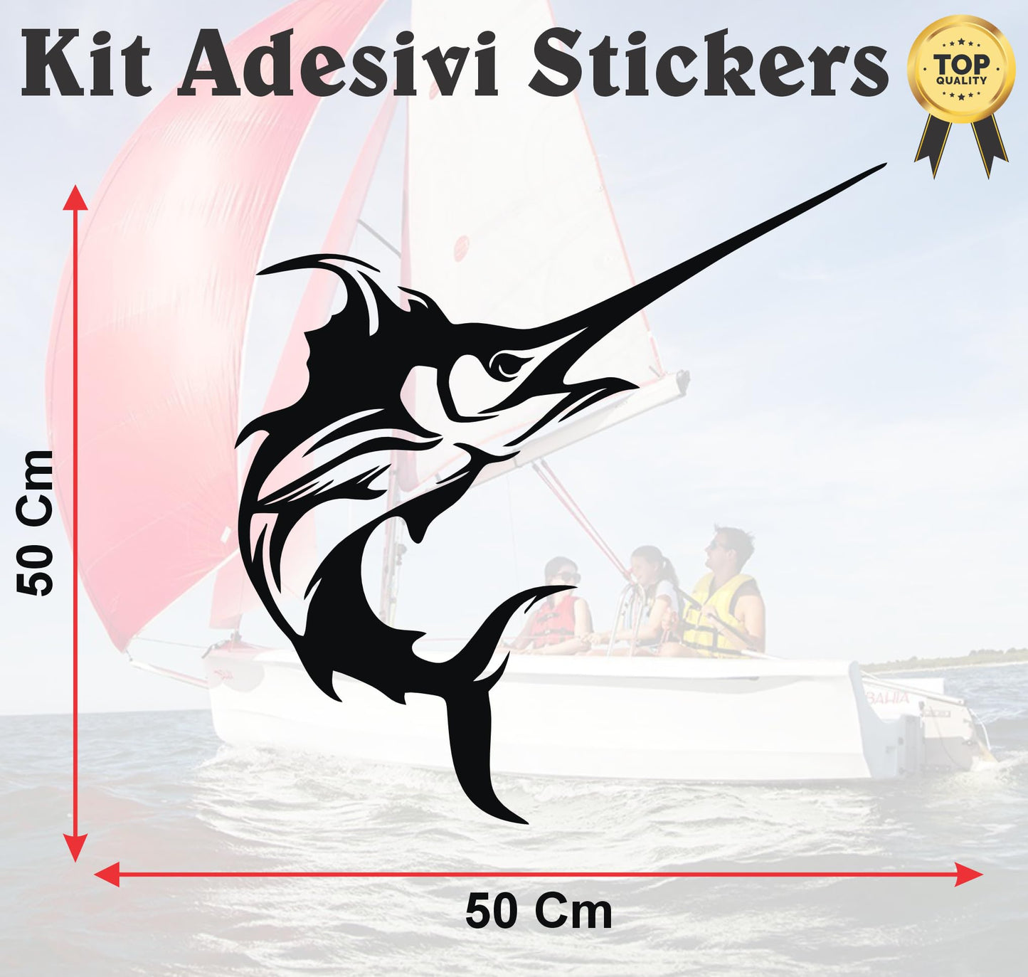 DualColorStampe Adesivo per barca nautica stickers fish per bancone bar lido attrezzatura spiaggia mare balneare stickers summer COD.M0365